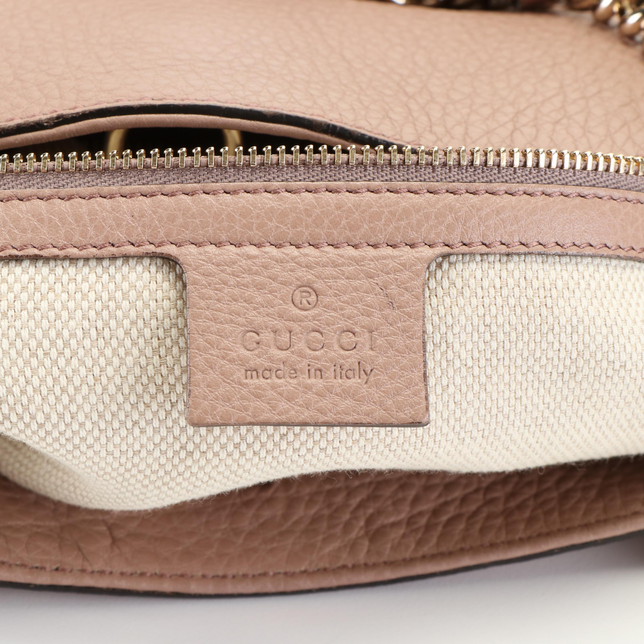 Gucci Soho GG Logo Pebbled Leather Chain Shoulder Bag