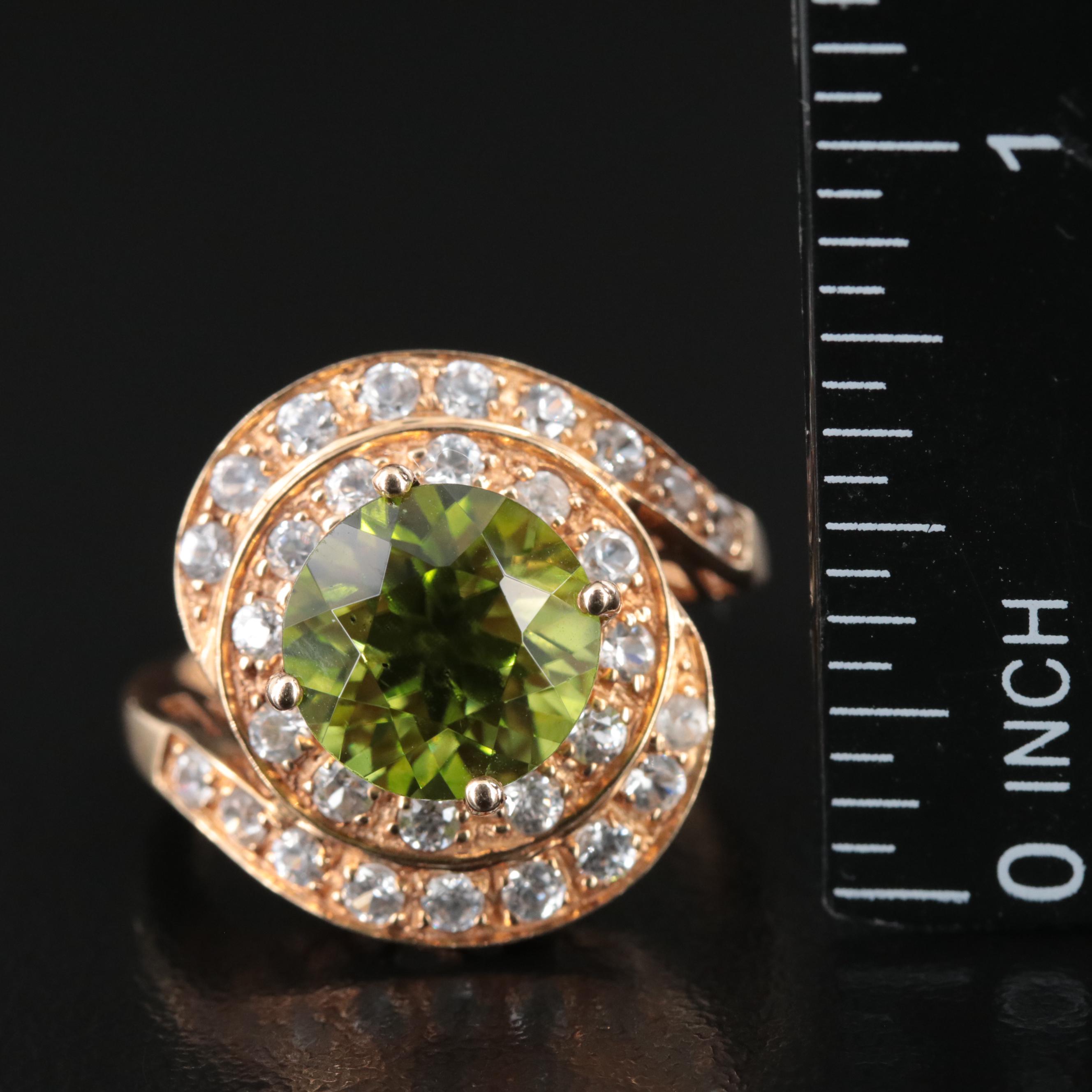 14K Peridot and Zircon Ring