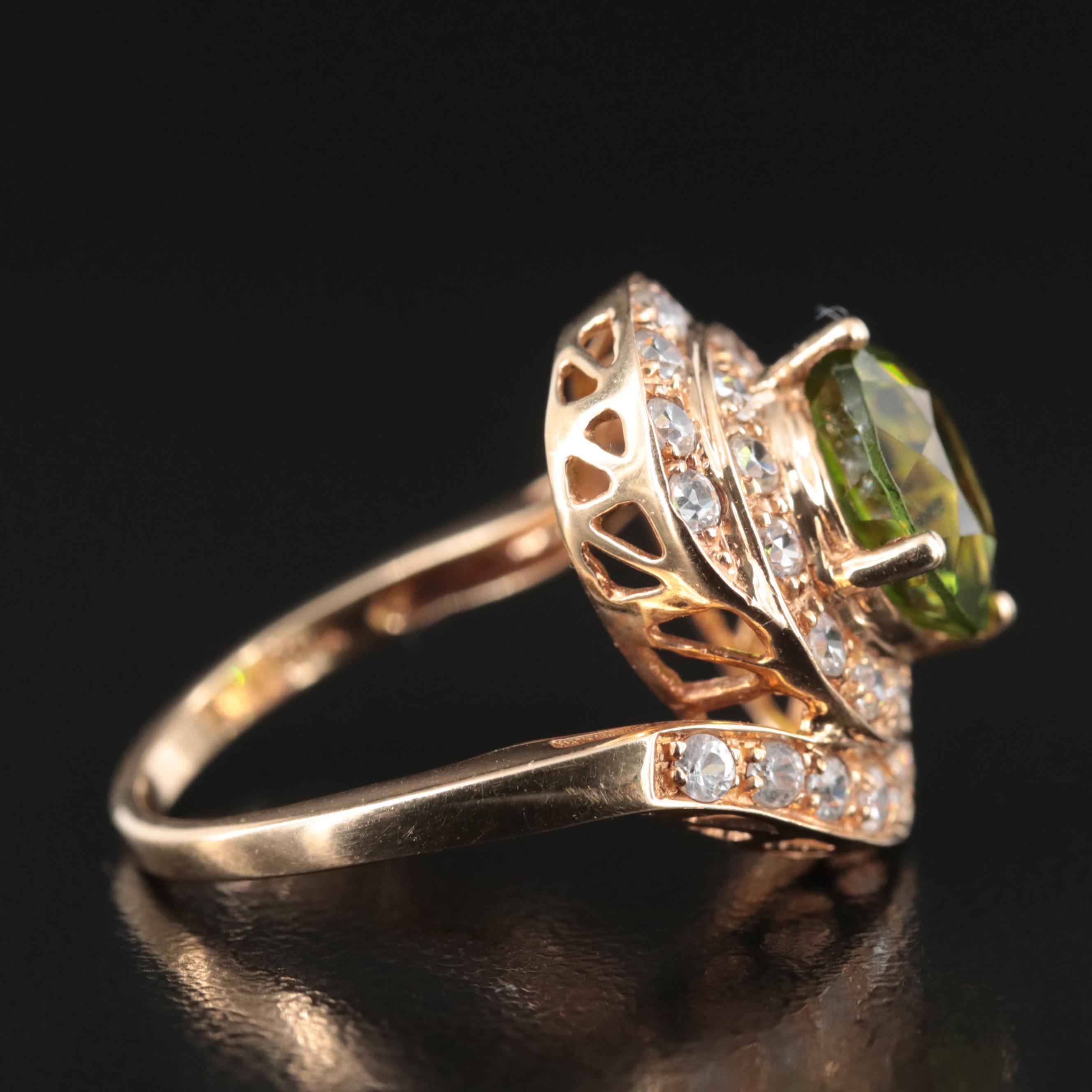 14K Peridot and Zircon Ring