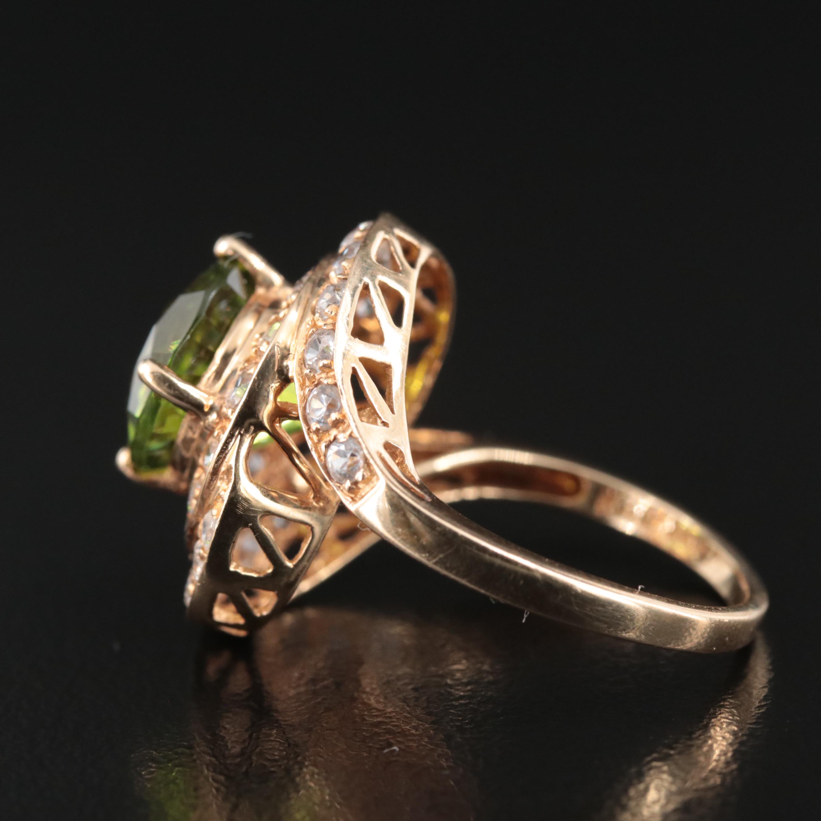 14K Peridot and Zircon Ring