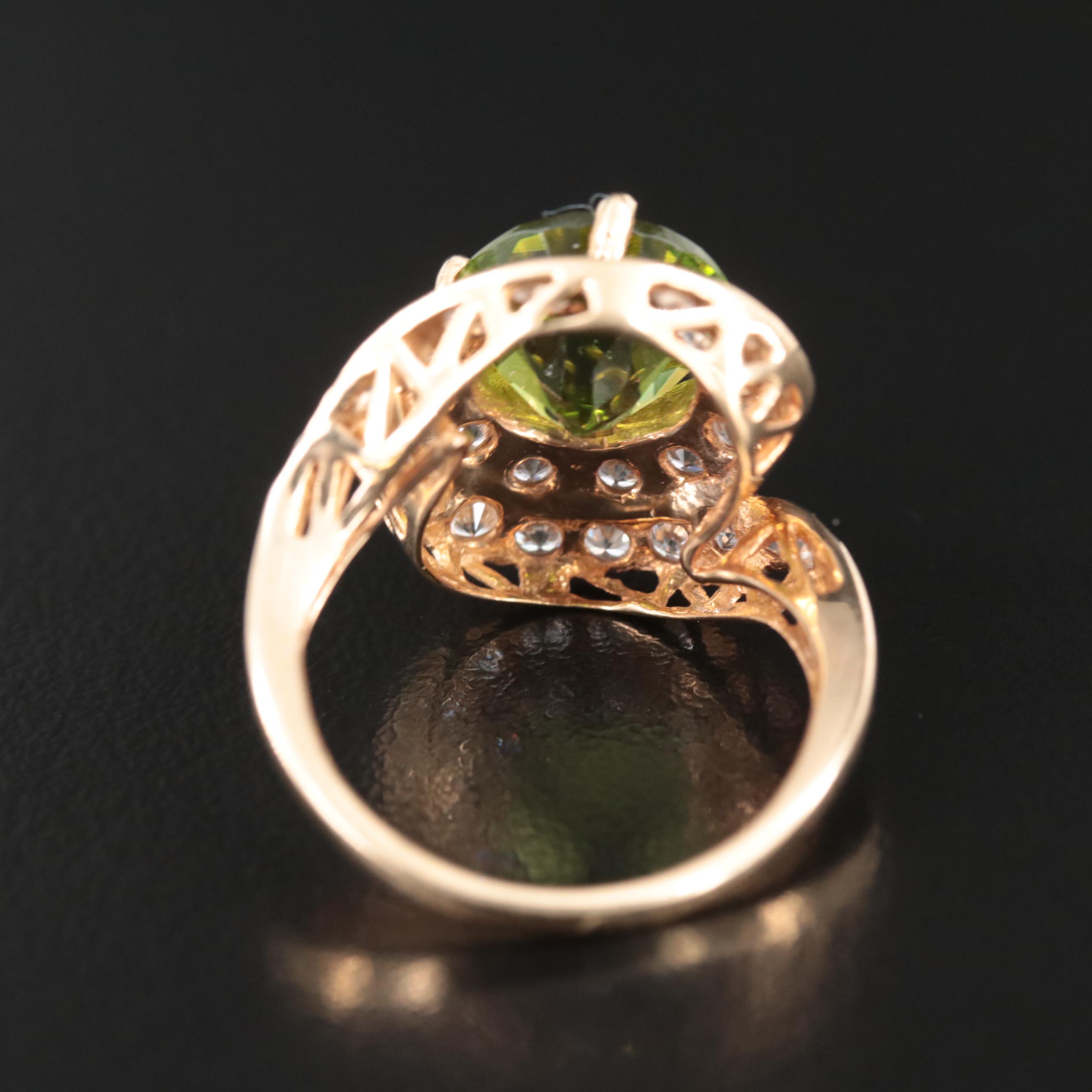 14K Peridot and Zircon Ring