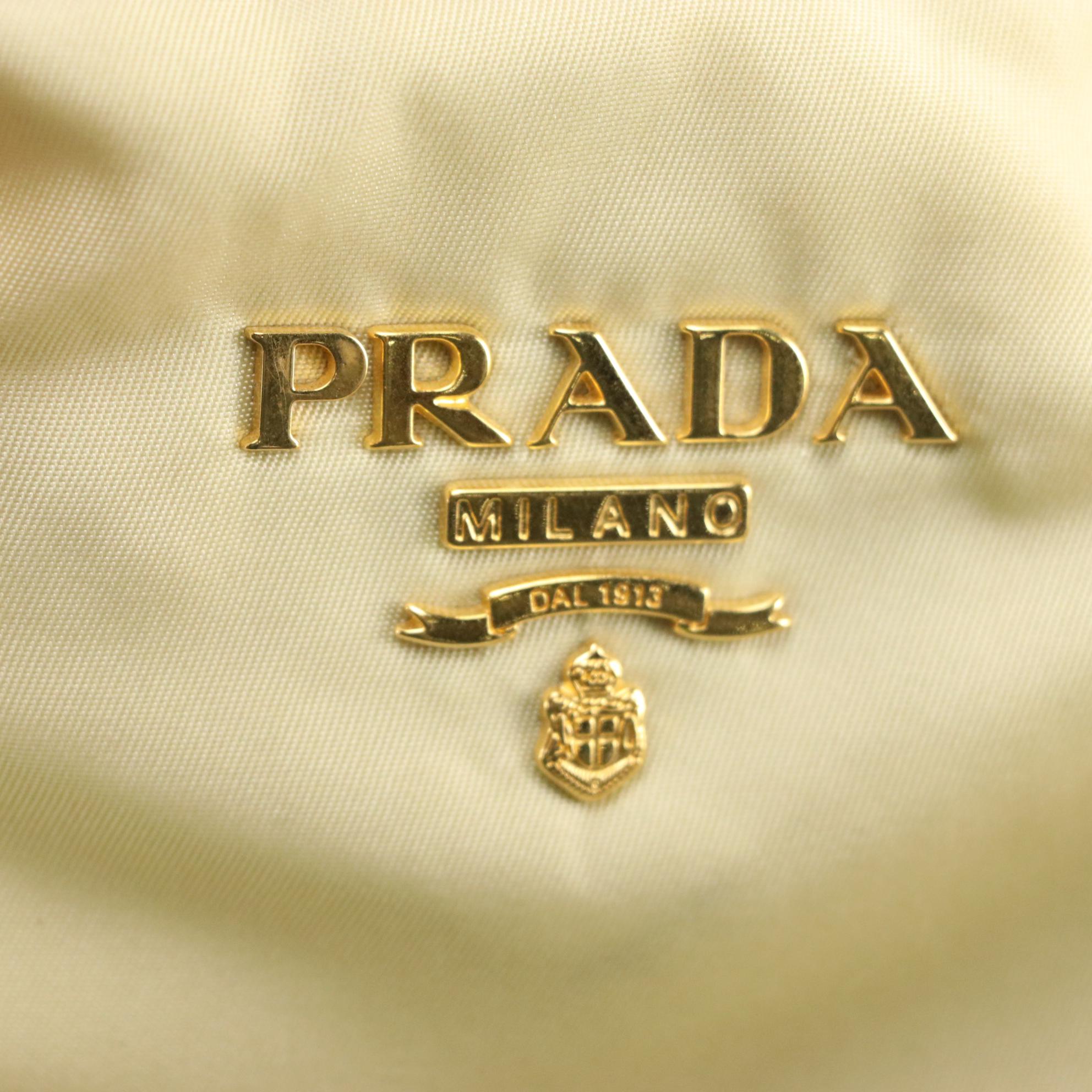 Prada Ivory/Beige Tessuto Nylon and Saffiano Leather Tote Bag