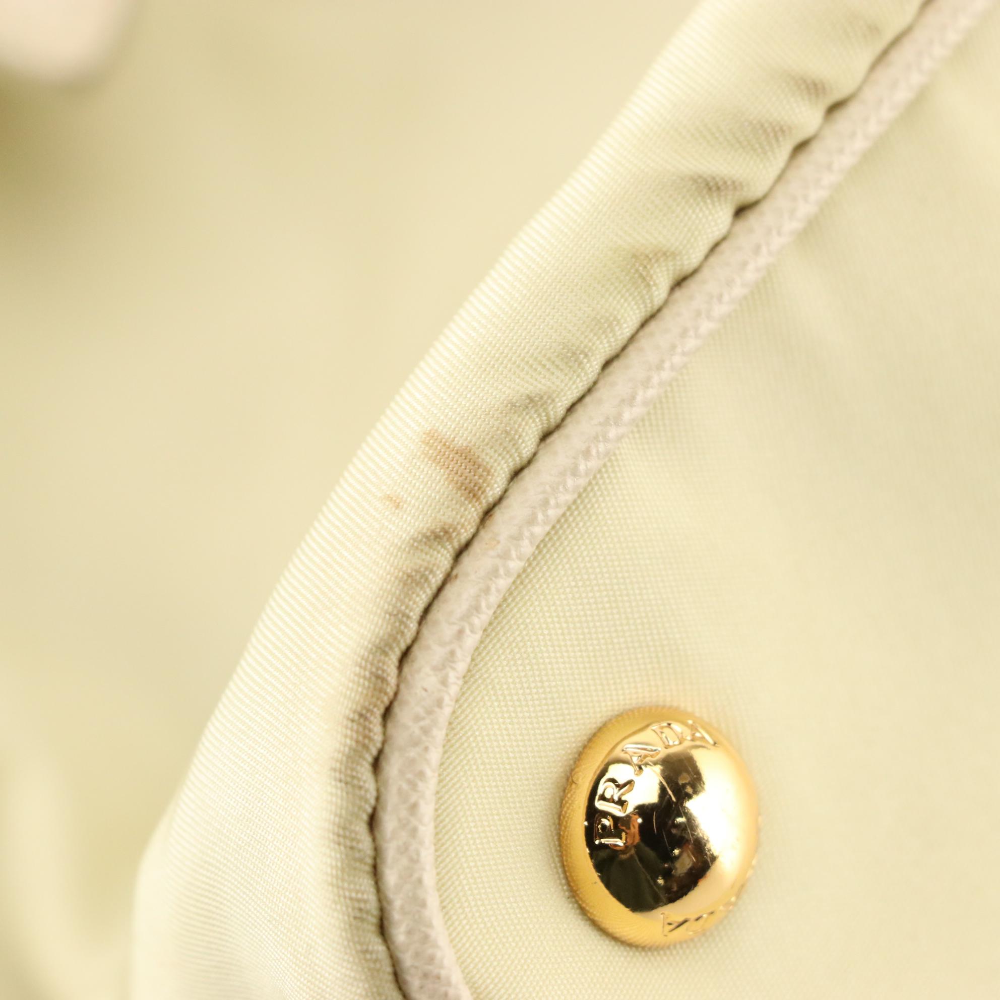 Prada Ivory/Beige Tessuto Nylon and Saffiano Leather Tote Bag