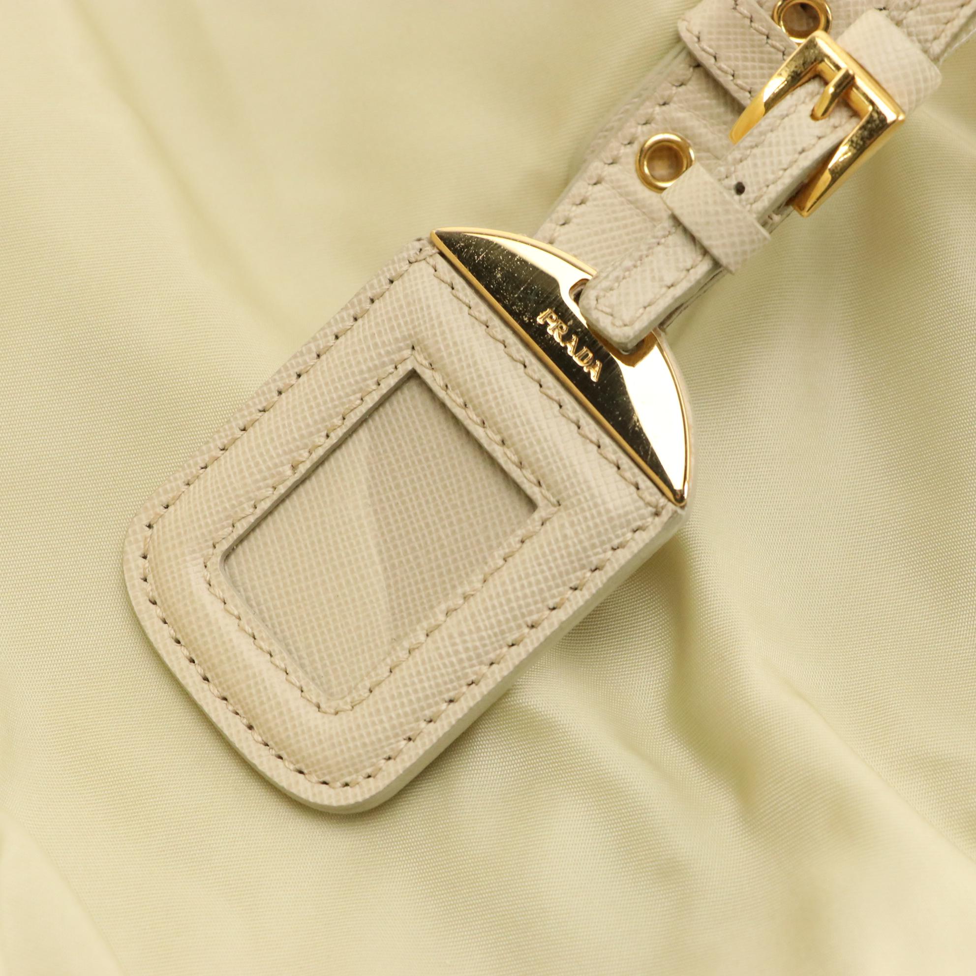 Prada Ivory/Beige Tessuto Nylon and Saffiano Leather Tote Bag