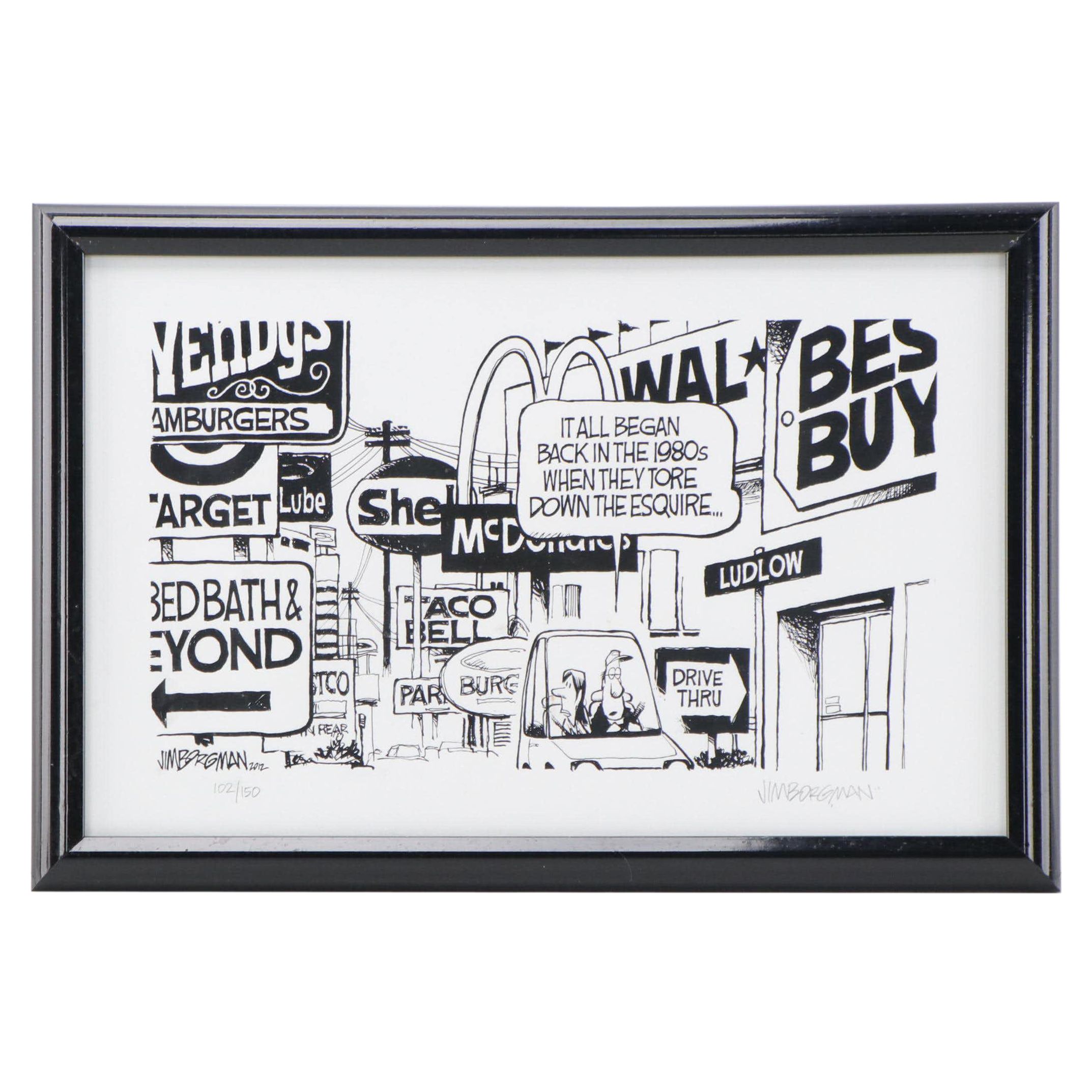 Jim Borgman Cincinnati Ludlow Avenue Themed Lithograph, 2012
