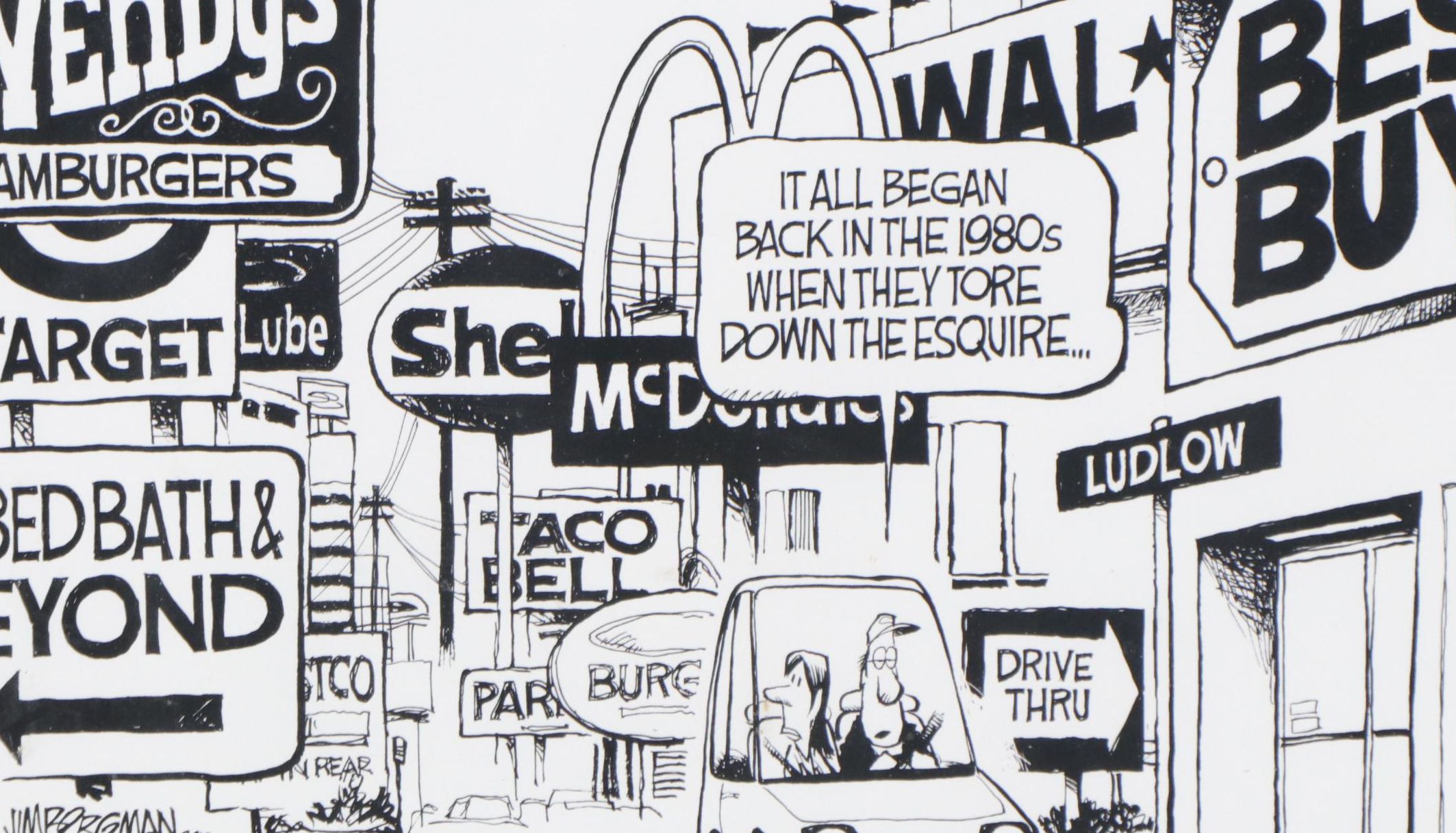 Jim Borgman Cincinnati Ludlow Avenue Themed Lithograph, 2012