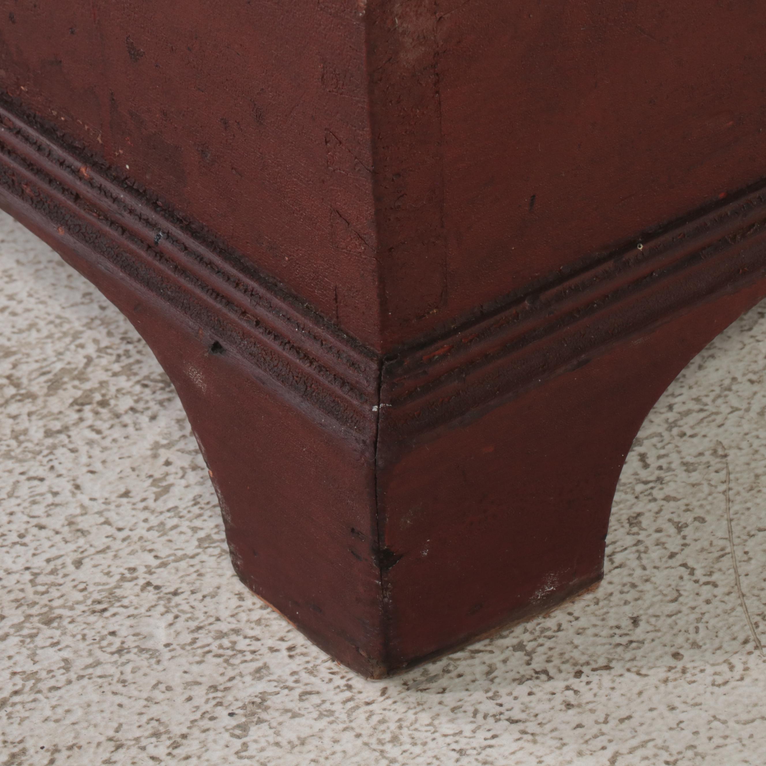 American Red-Painted Pine Blanket Chest, Early to Mid 19th Century