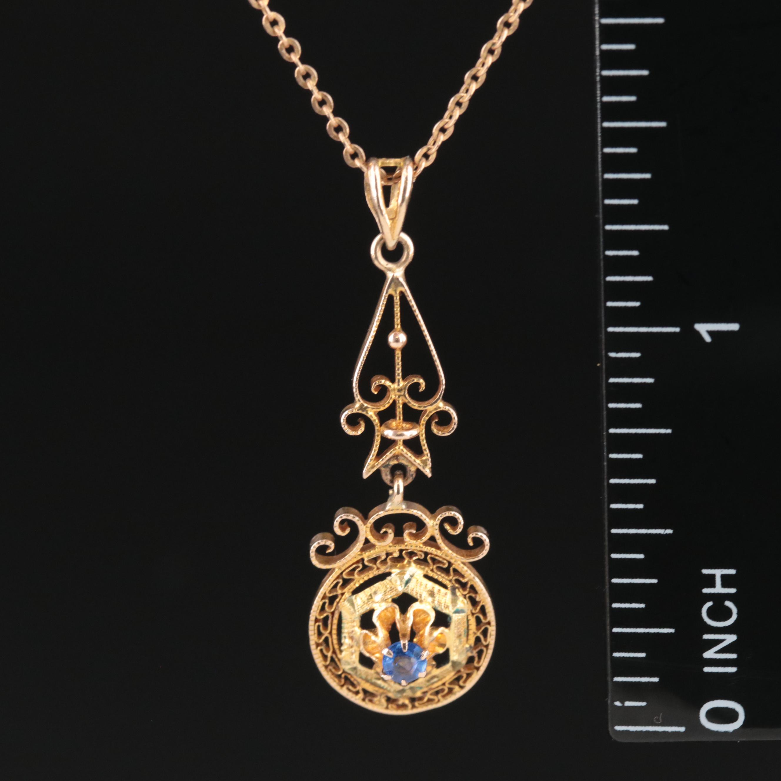 Antique 10K Garnet and Glass Doublet Lavalier Pendant Necklace