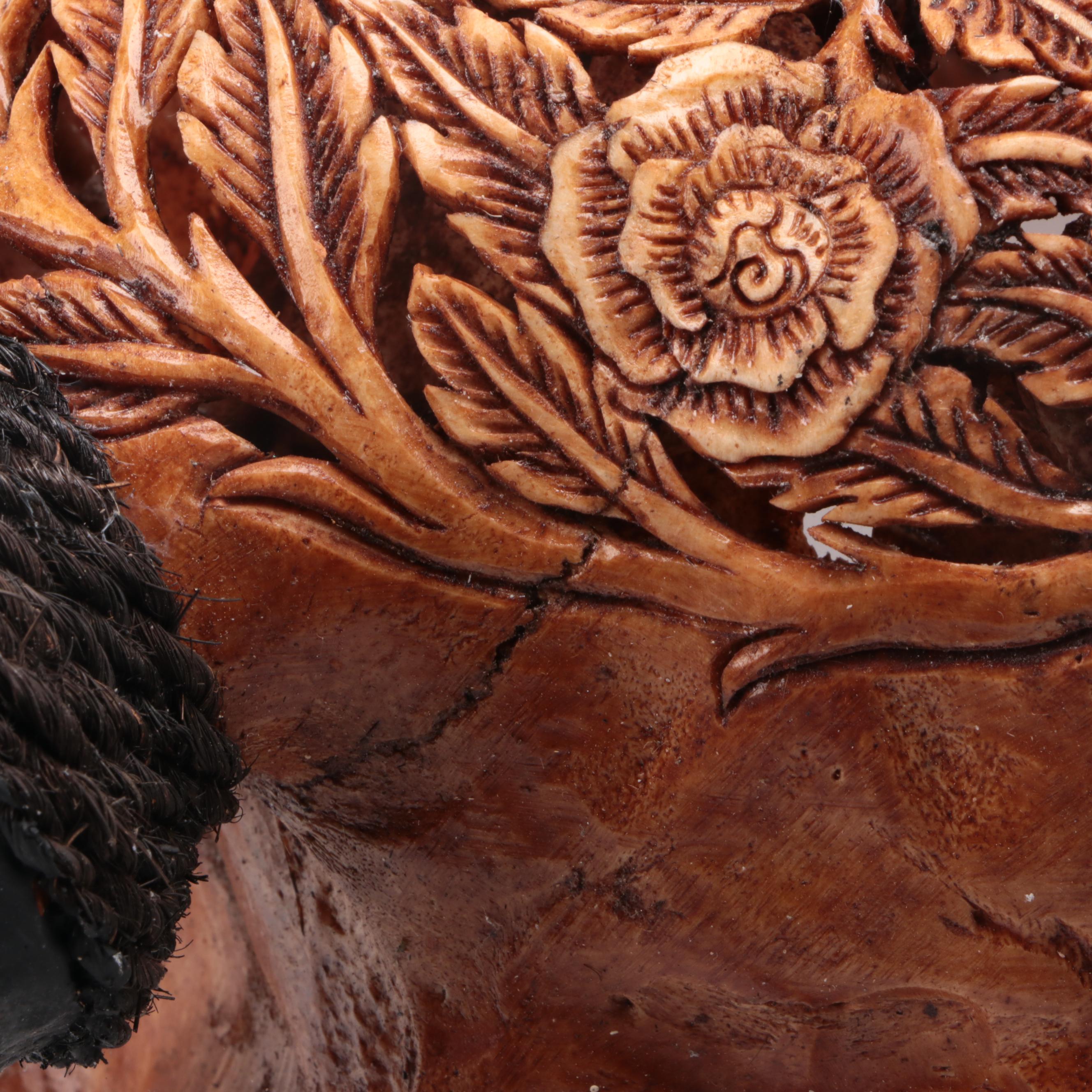 Hand-Carved and Dyed Cow Skull With Horns