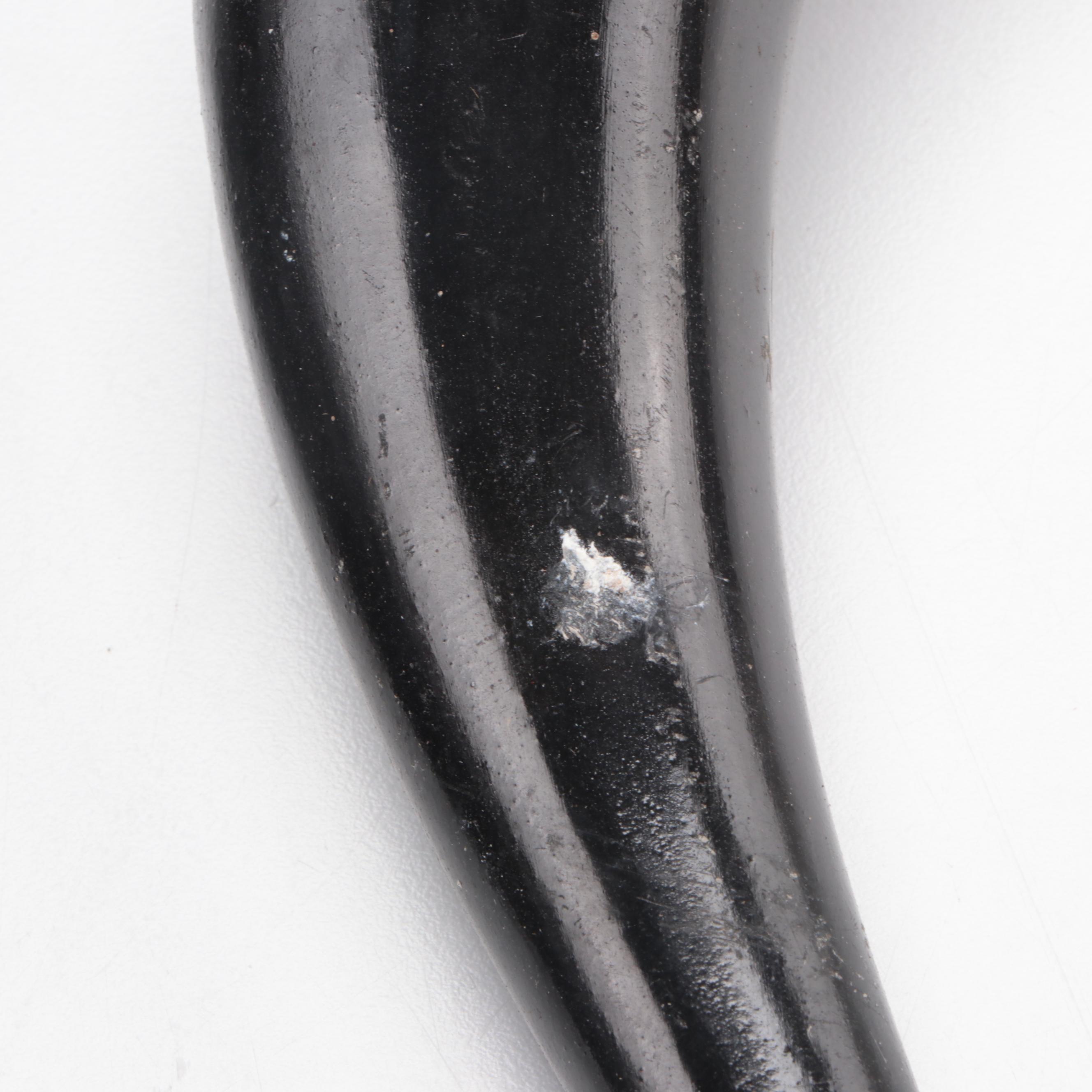 Hand-Carved and Dyed Cow Skull With Horns