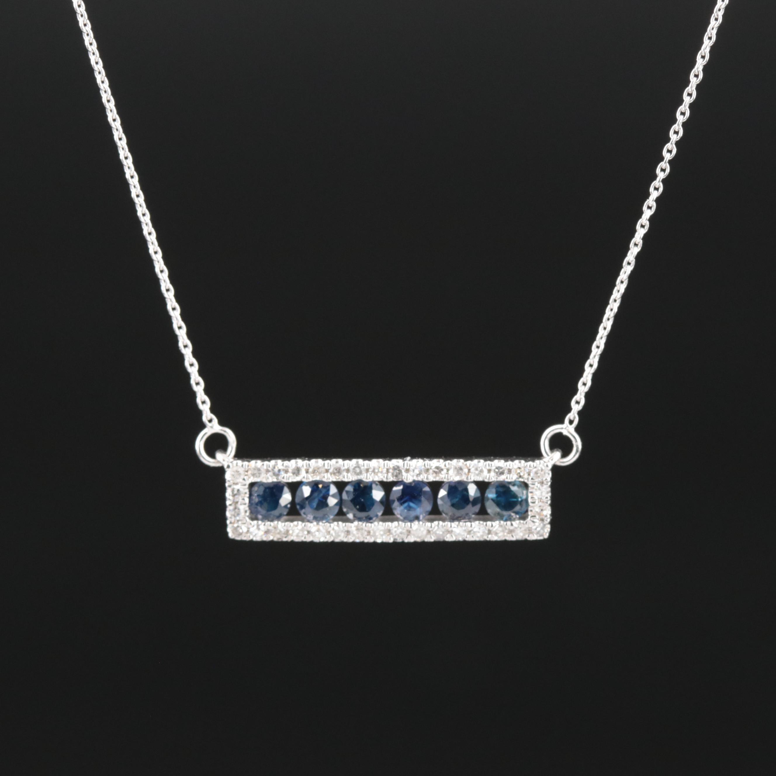 14K Sapphire and Diamond Bar Necklace