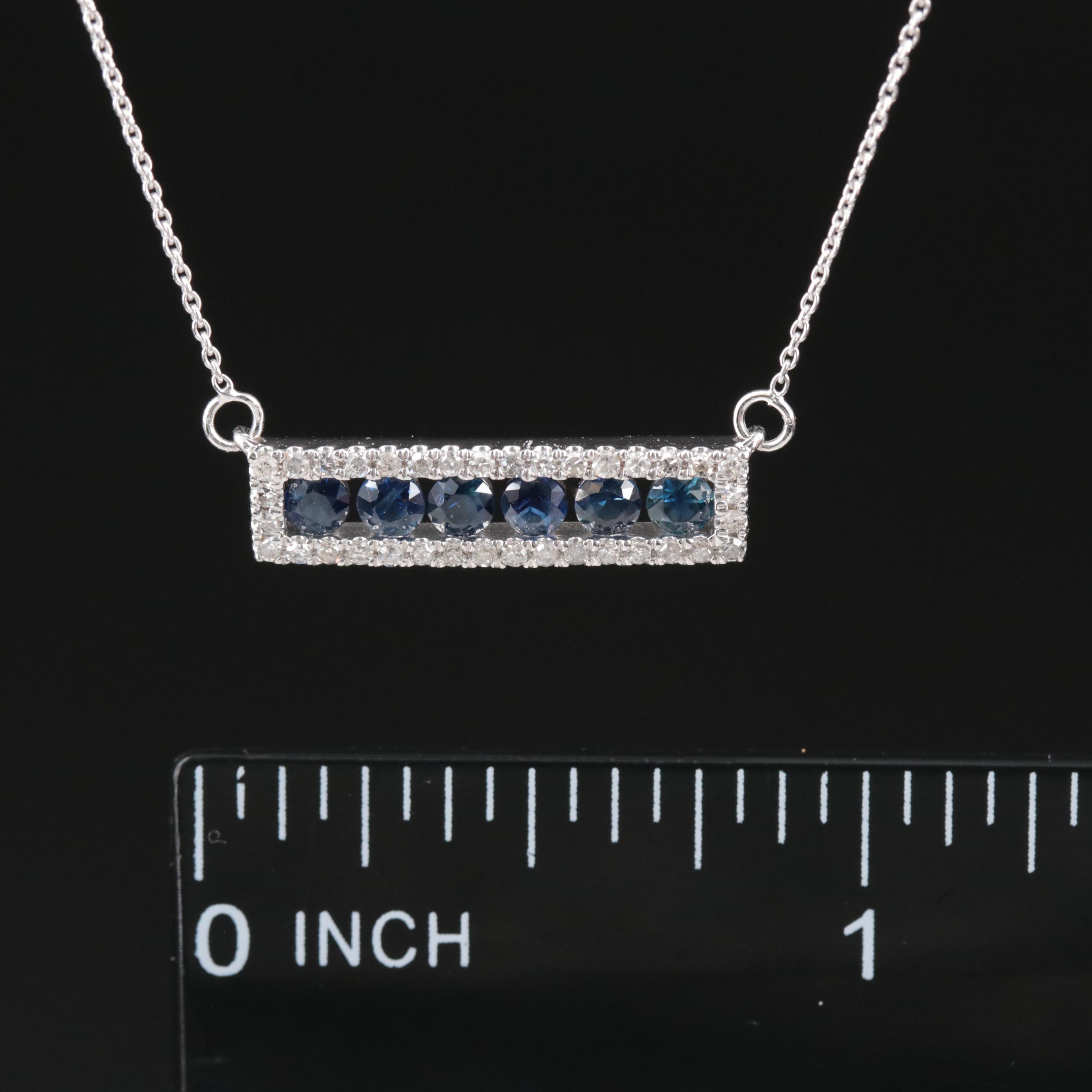 14K Sapphire and Diamond Bar Necklace