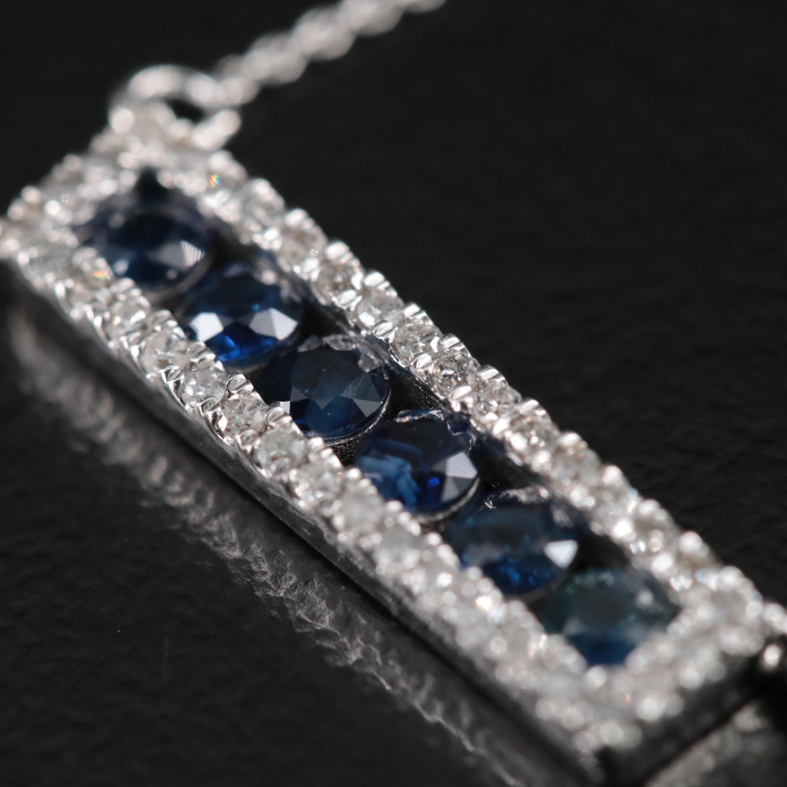 14K Sapphire and Diamond Bar Necklace
