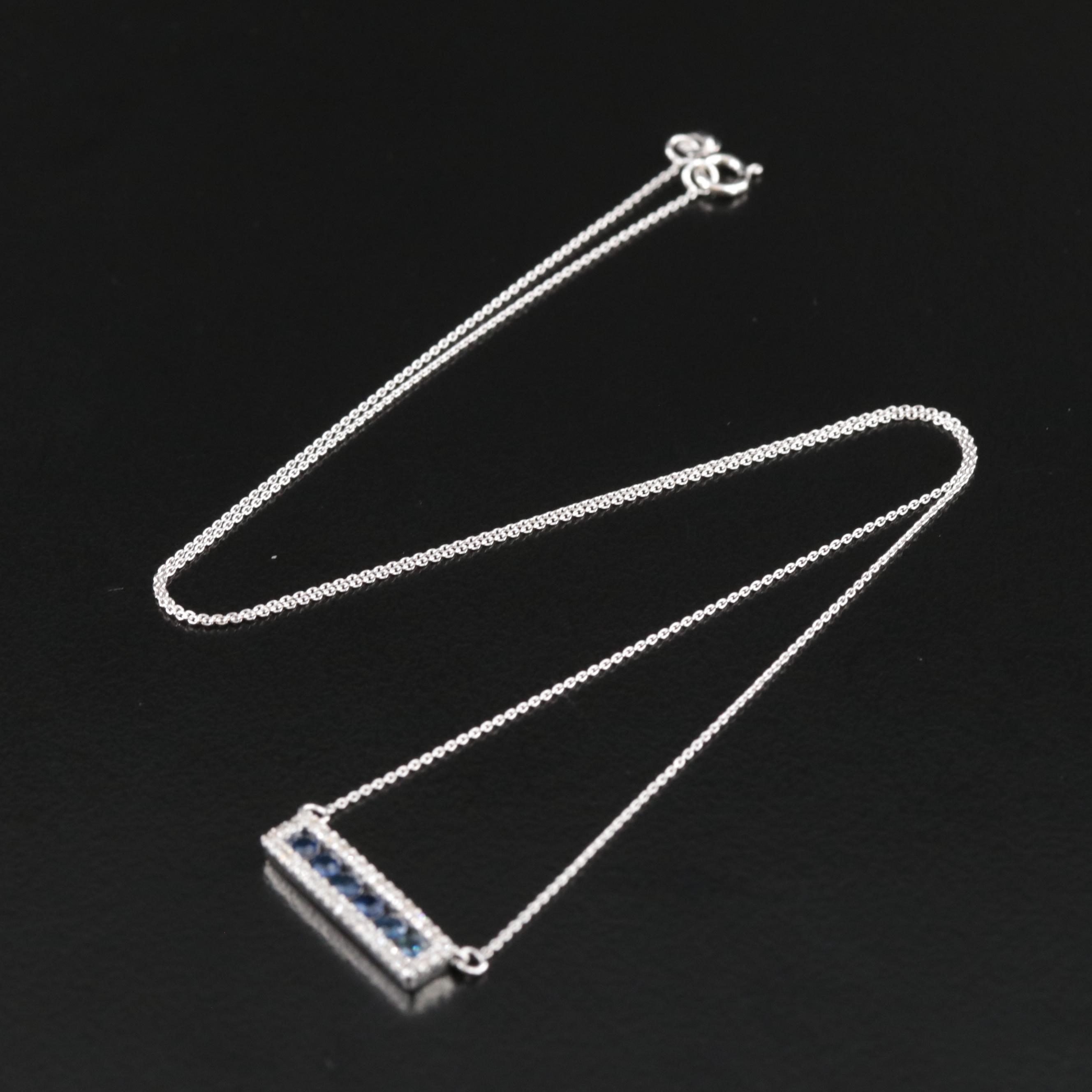14K Sapphire and Diamond Bar Necklace