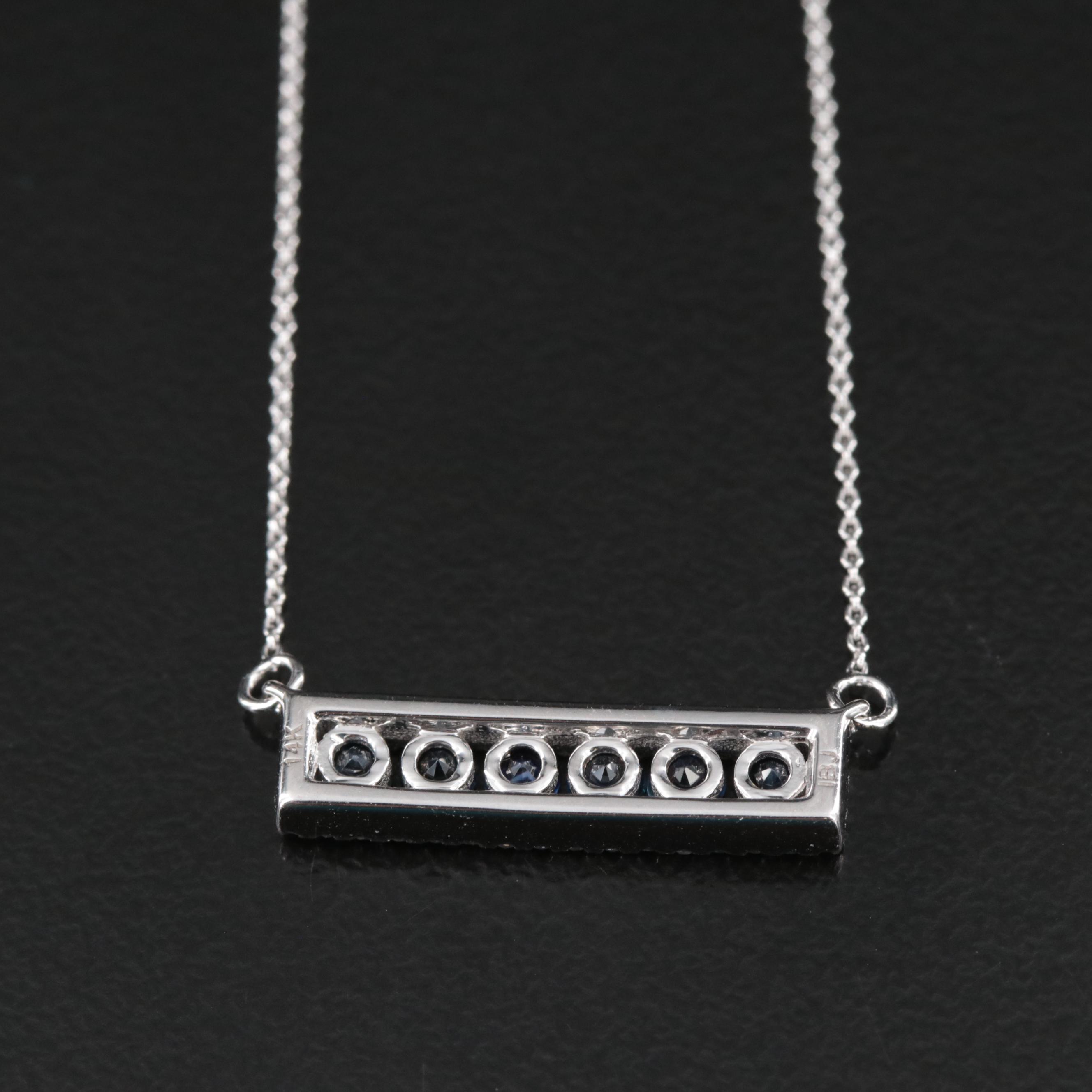 14K Sapphire and Diamond Bar Necklace