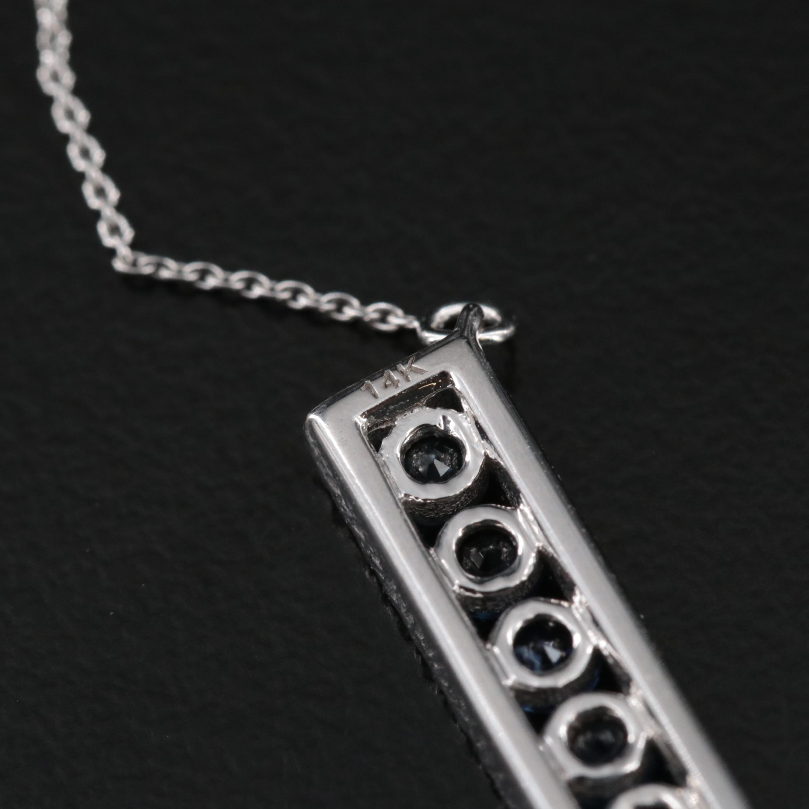 14K Sapphire and Diamond Bar Necklace