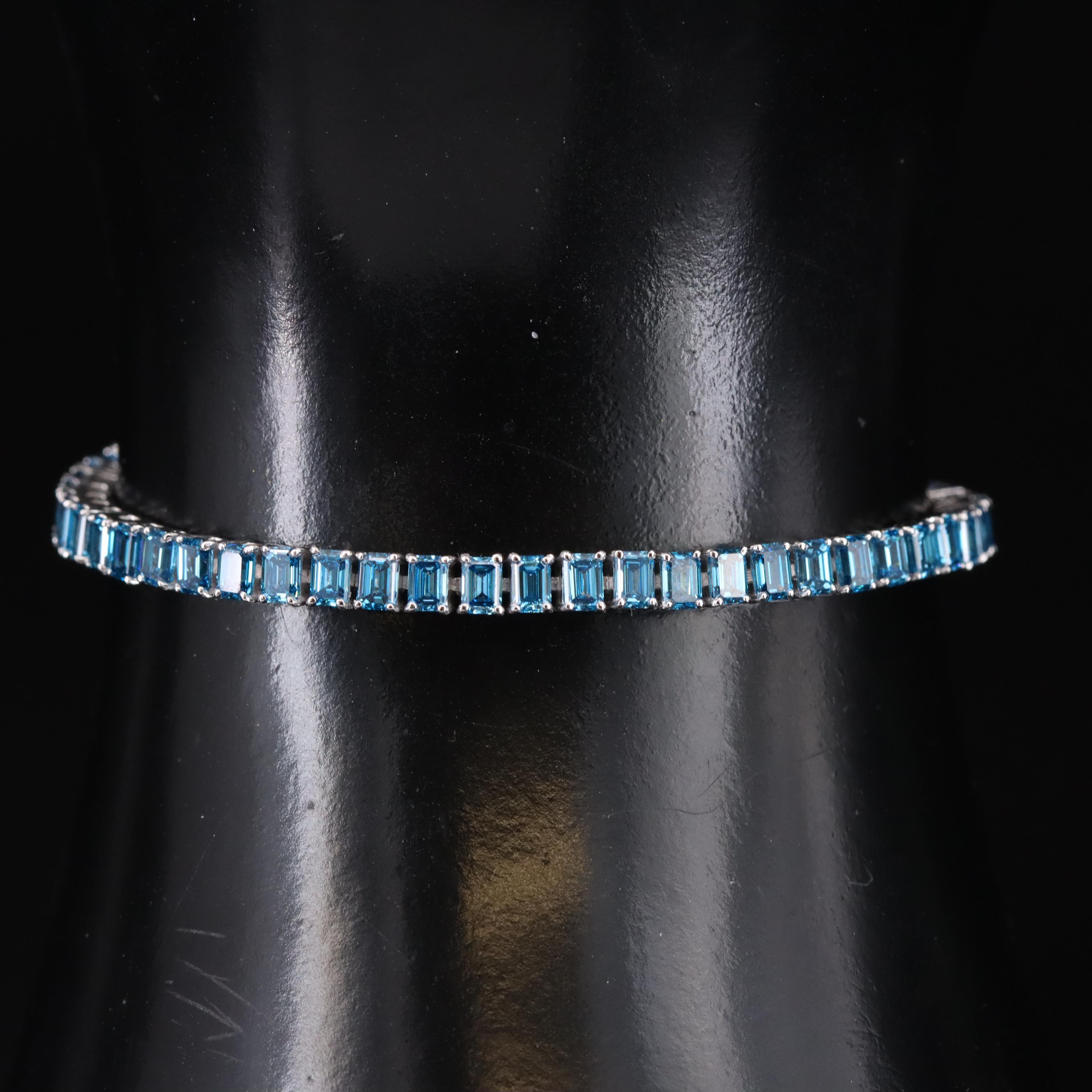 14K 6.57 CTW Fancy Green Blue Diamond Bracelet