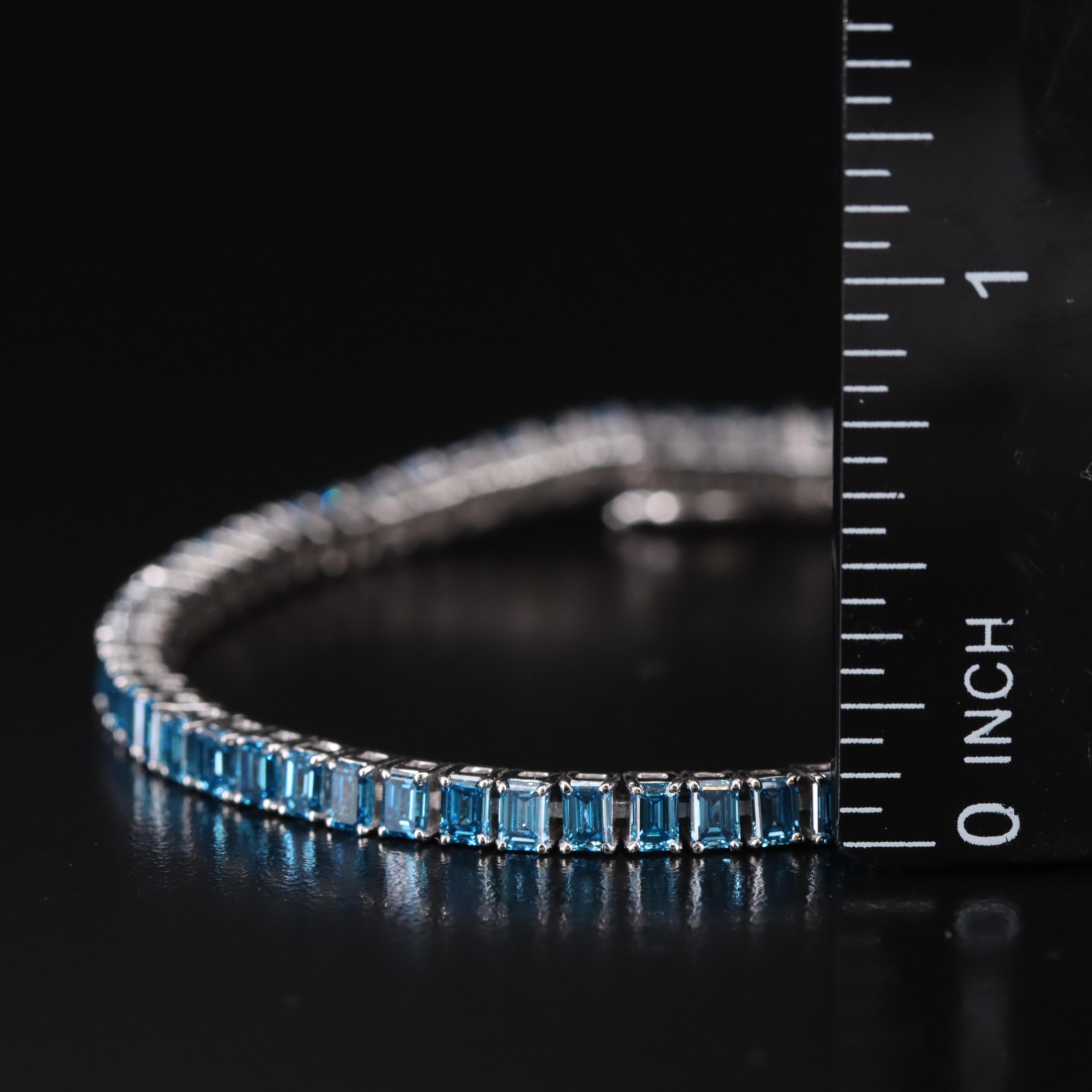 14K 6.57 CTW Fancy Green Blue Diamond Bracelet