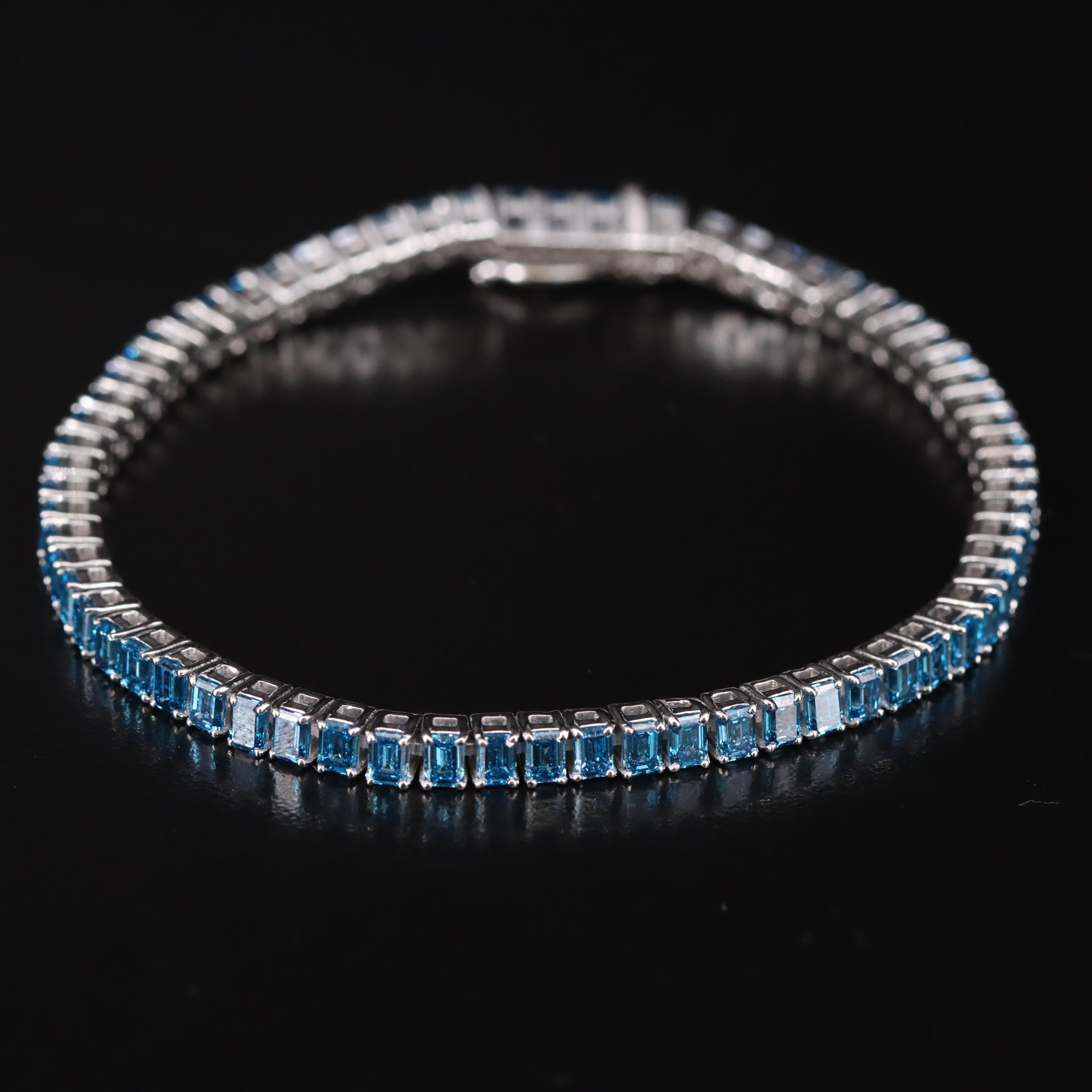 14K 6.57 CTW Fancy Green Blue Diamond Bracelet