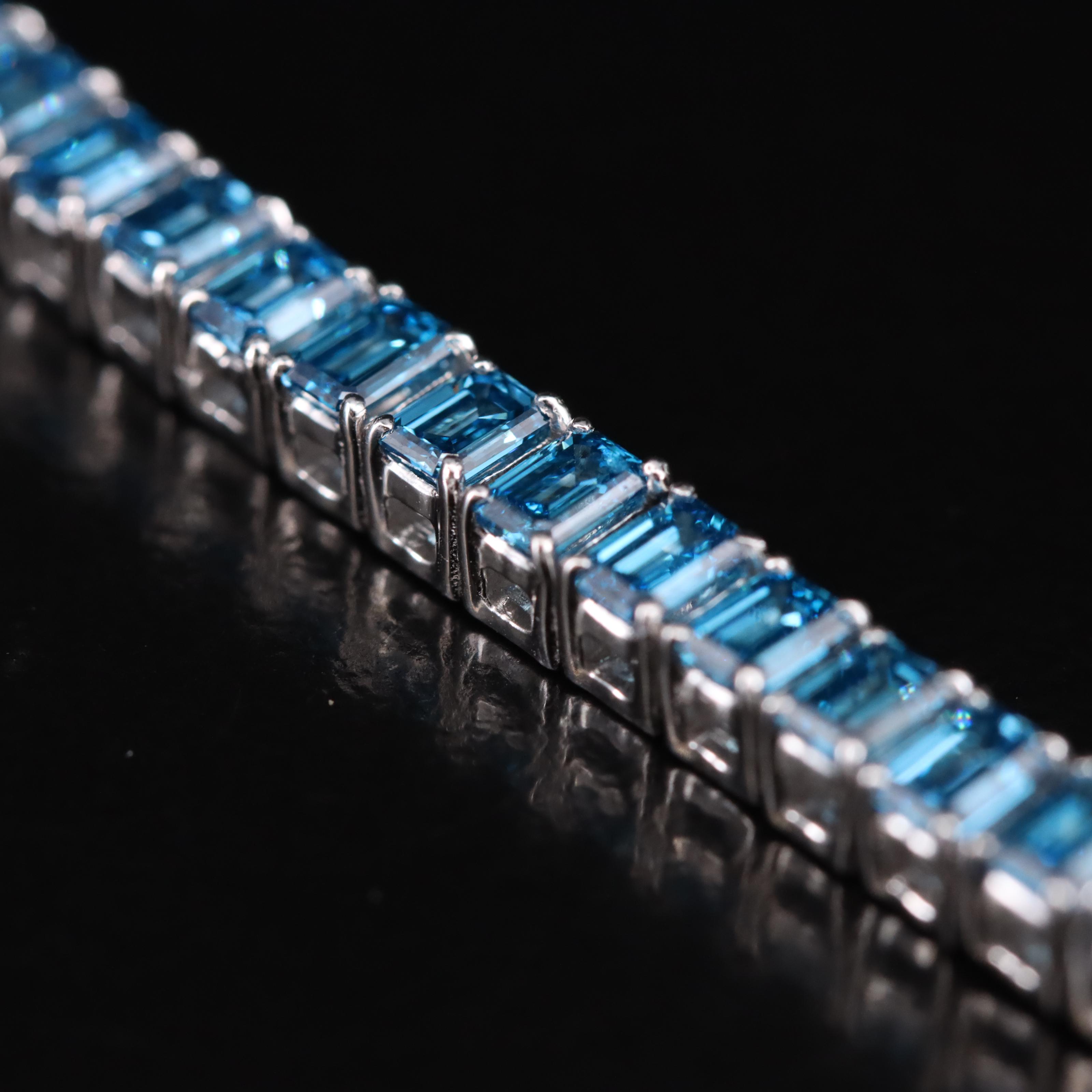 14K 6.57 CTW Fancy Green Blue Diamond Bracelet