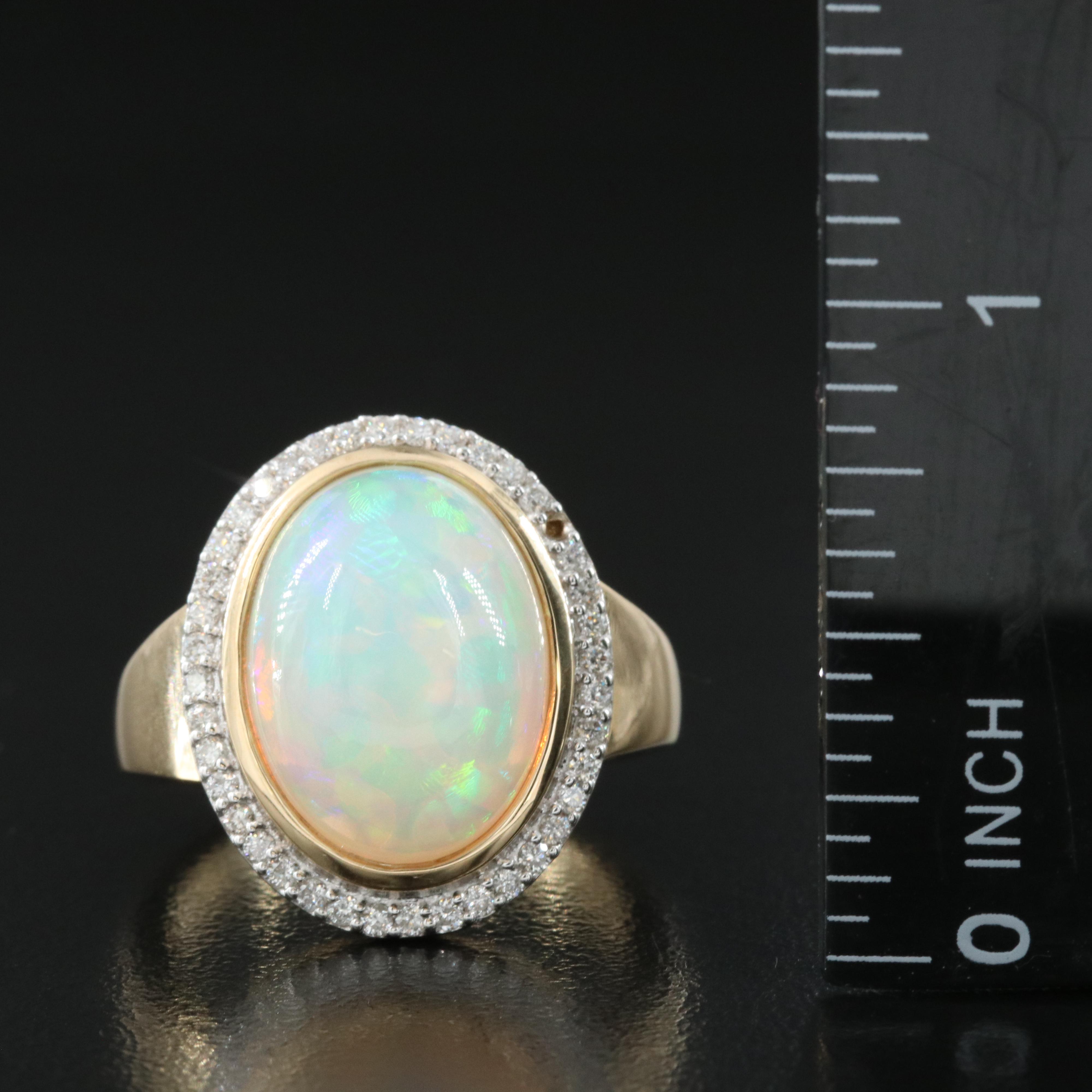 14K 10.27 CT Opal and Diamond Ring