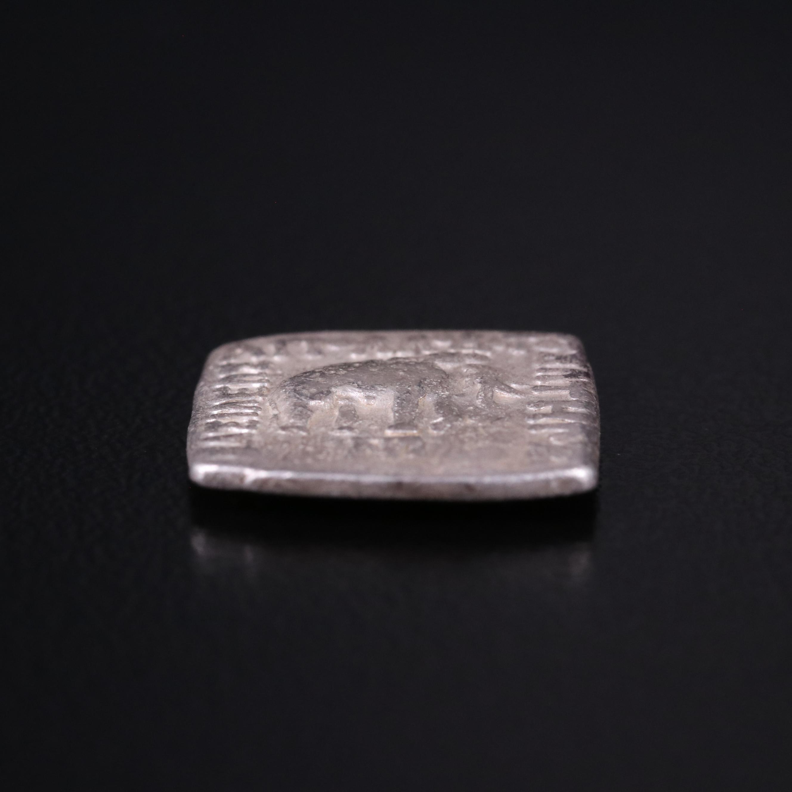 Ancient Baktrian Kingdom AR Square Drachm Coin of Apollodotos I, ca. 174 B.C.