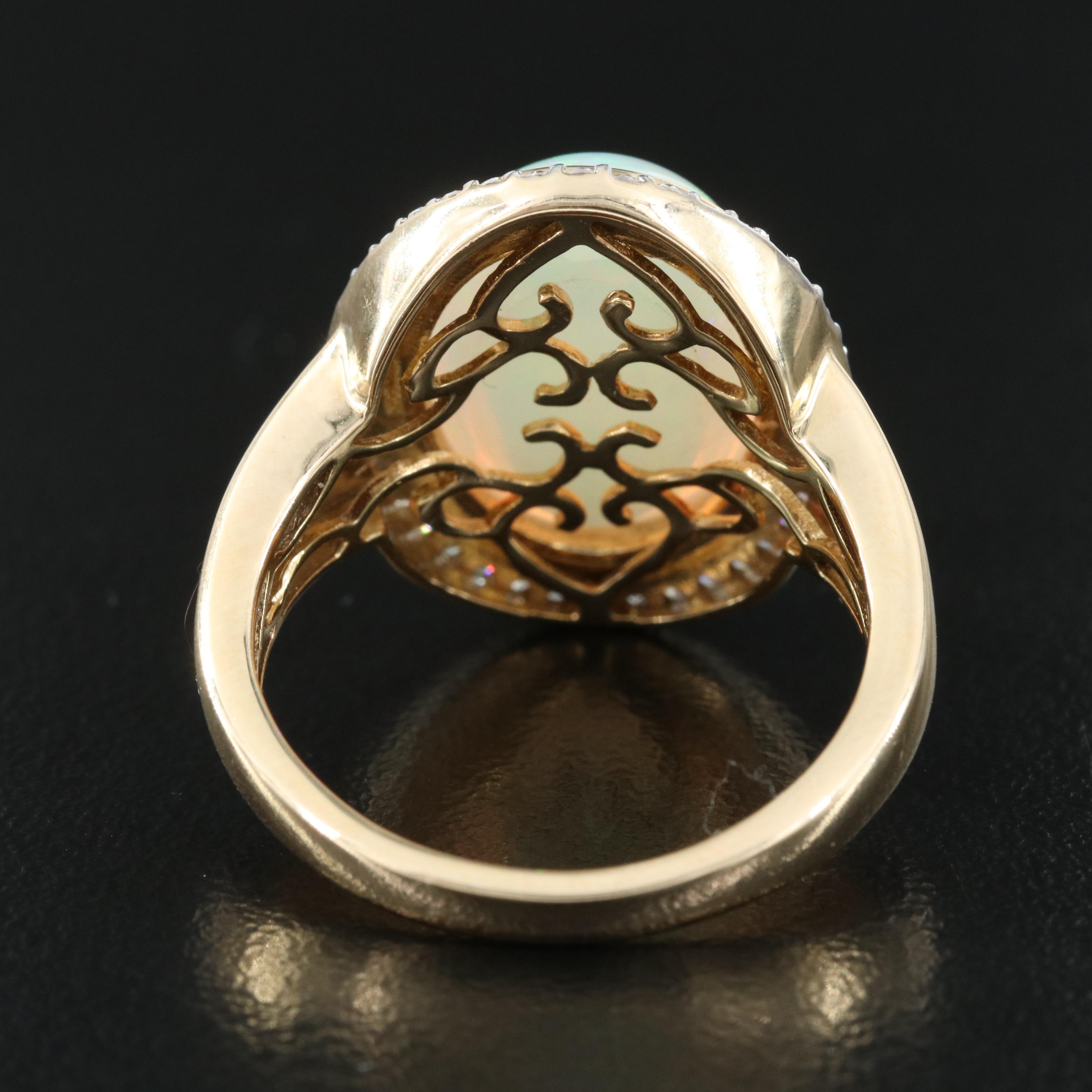 14K 10.27 CT Opal and Diamond Ring