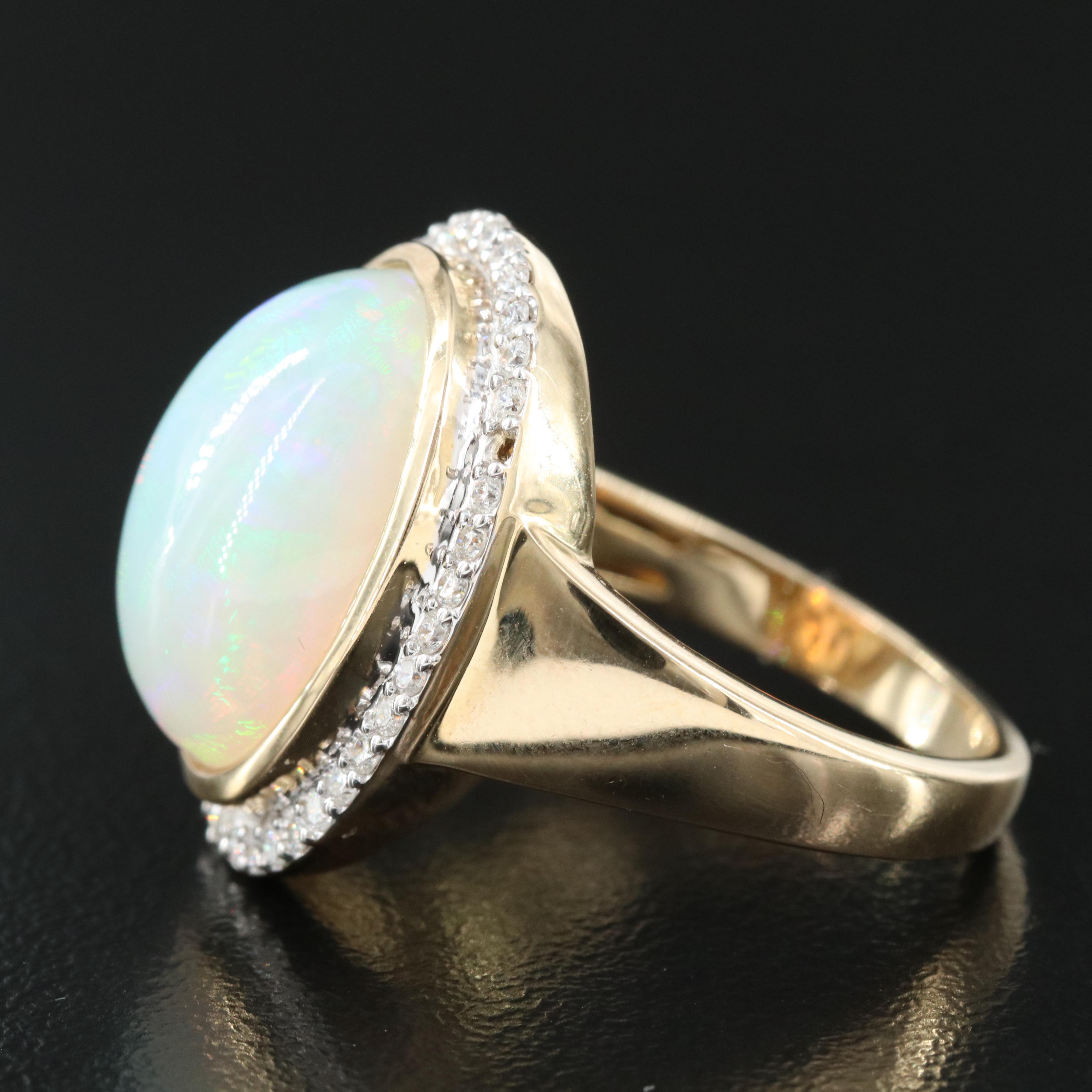 14K 10.27 CT Opal and Diamond Ring