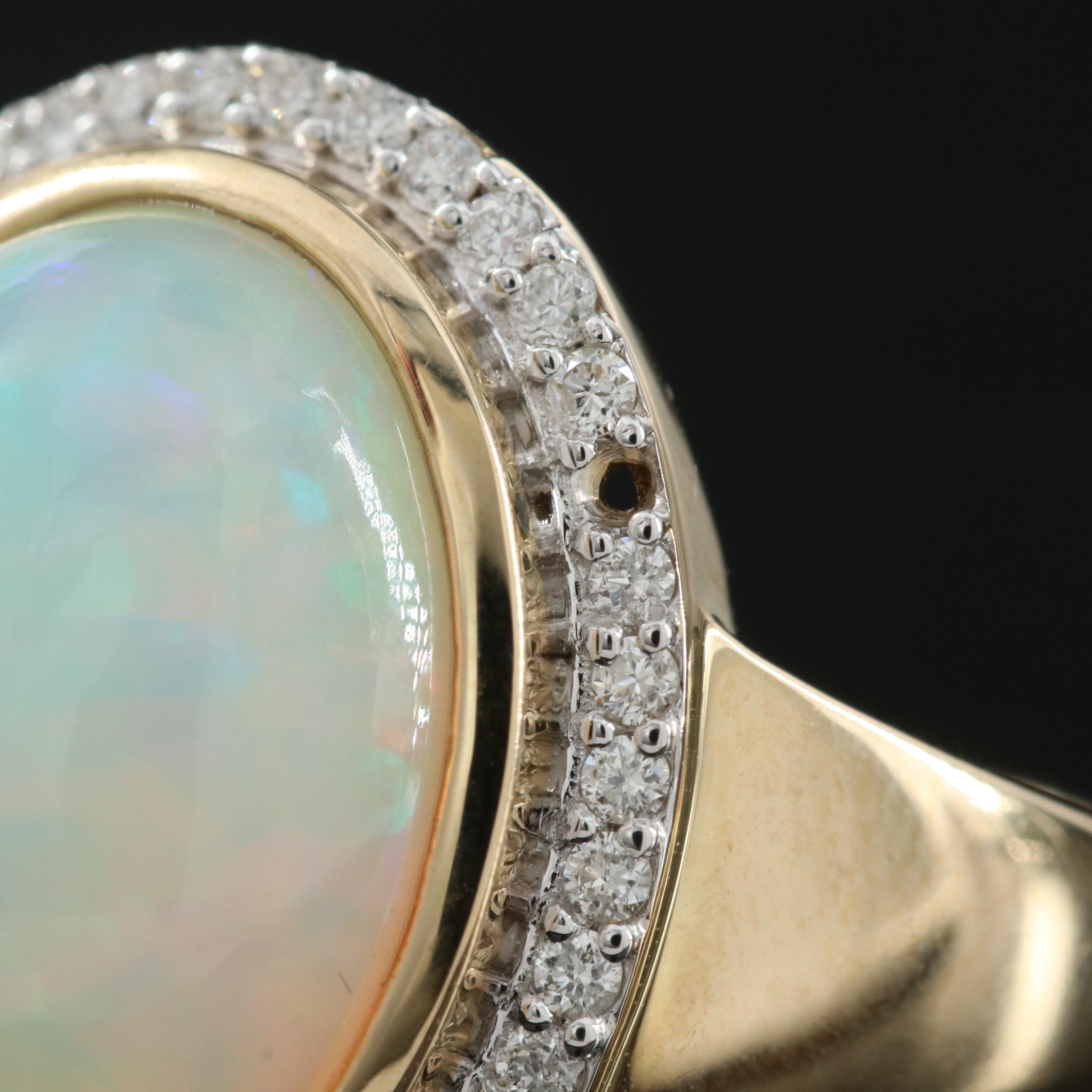 14K 10.27 CT Opal and Diamond Ring