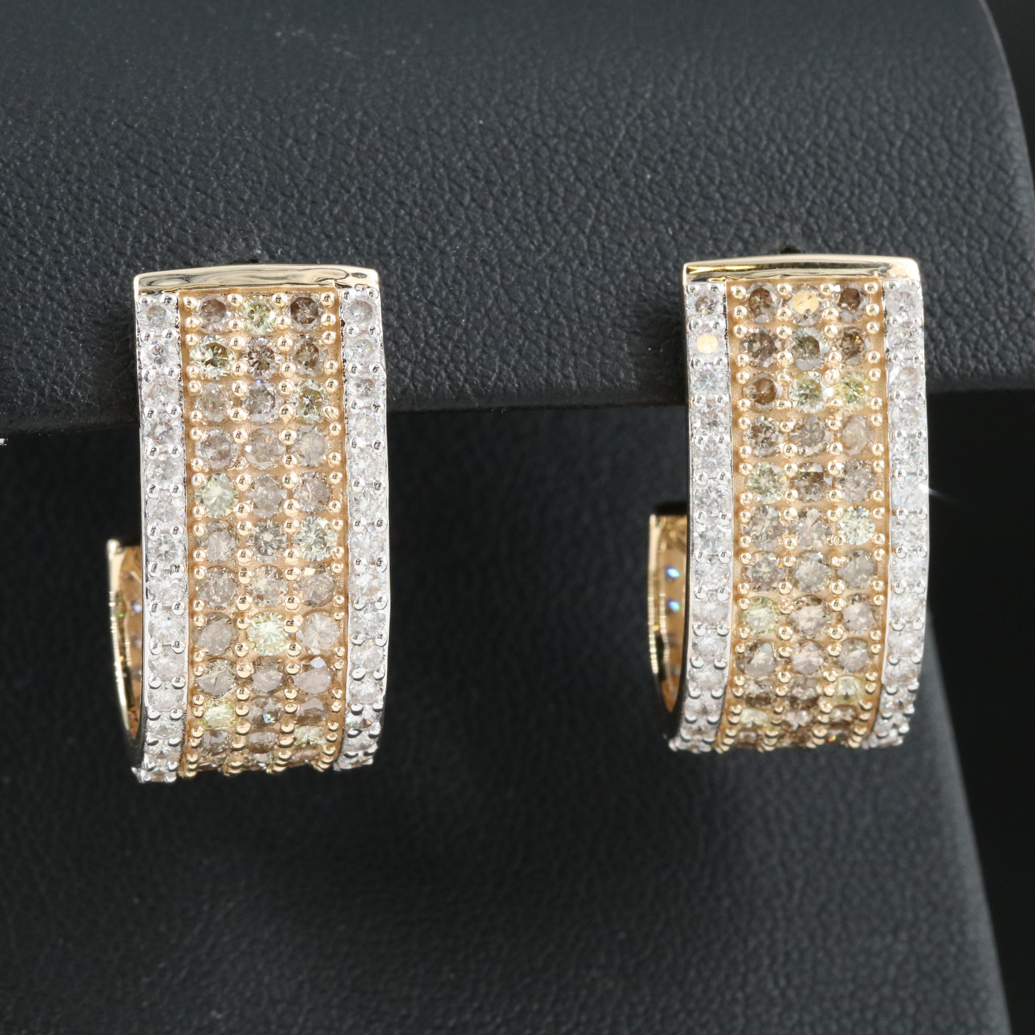 14K 4.00 CTW Diamond J Hoop Earrings