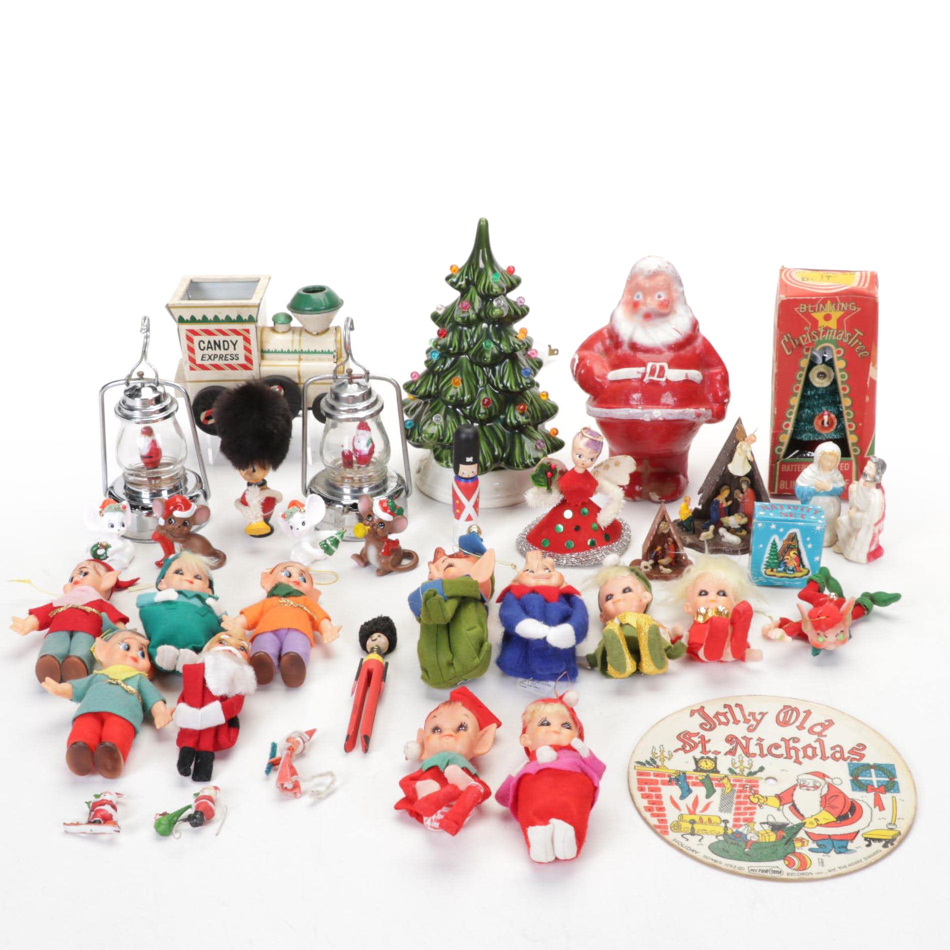 Christmas Collection With Illuminated Ceramic Tree, Two Santa Lanterns and More