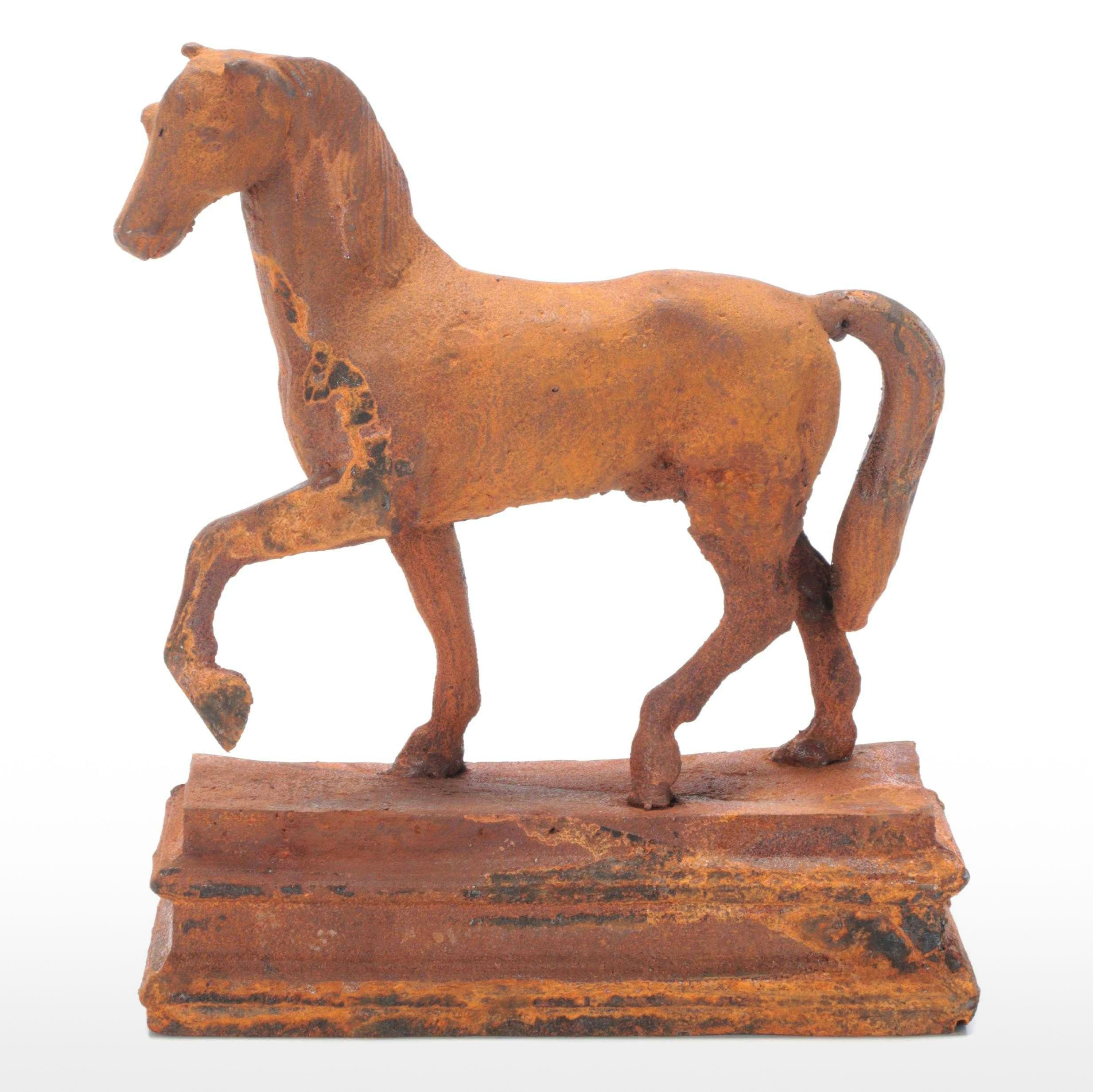 Patinated Cast Iron Horse Garden Statue