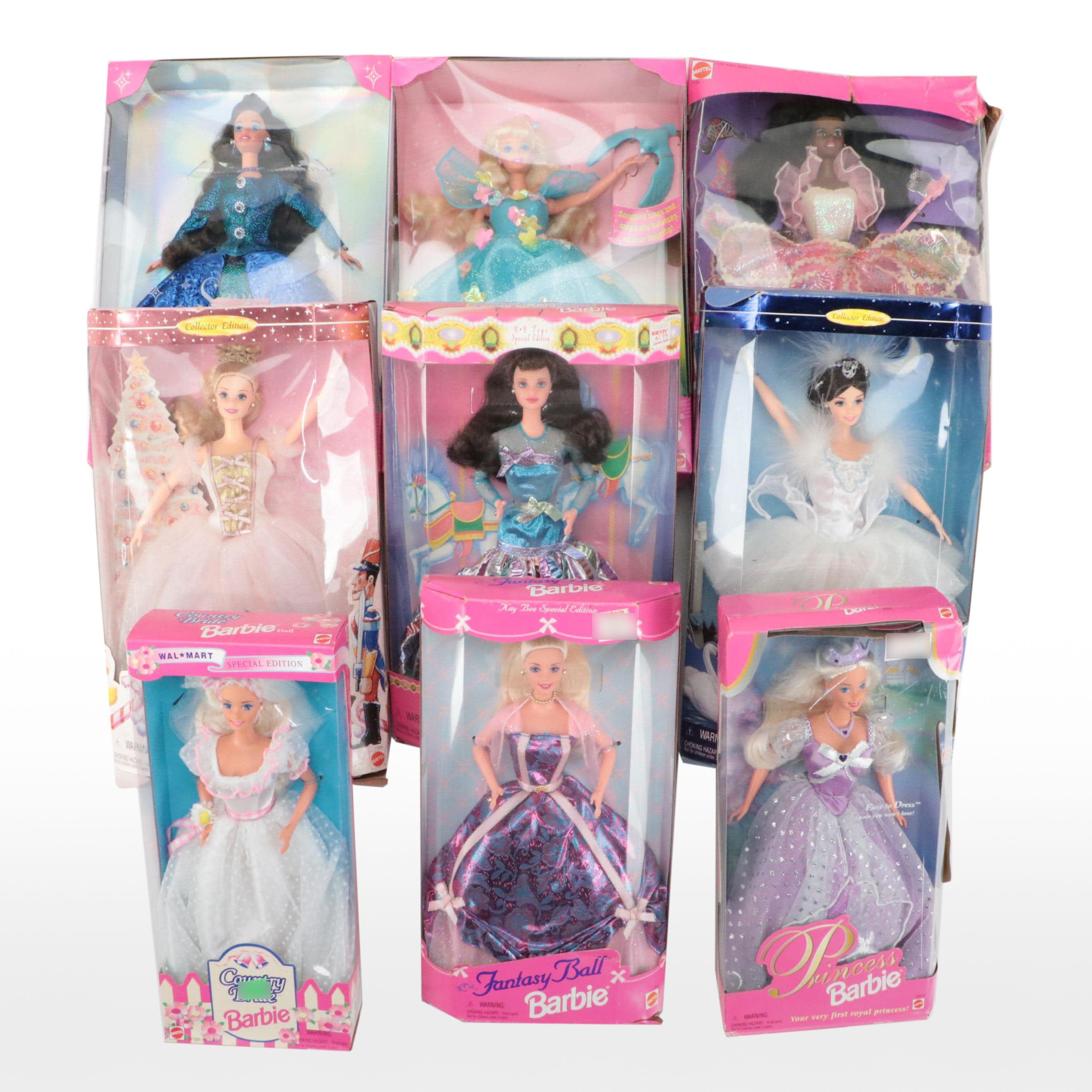 Mattel "Princess Barbie", "Country Bride", and More Barbie Dolls, Late 20th C.