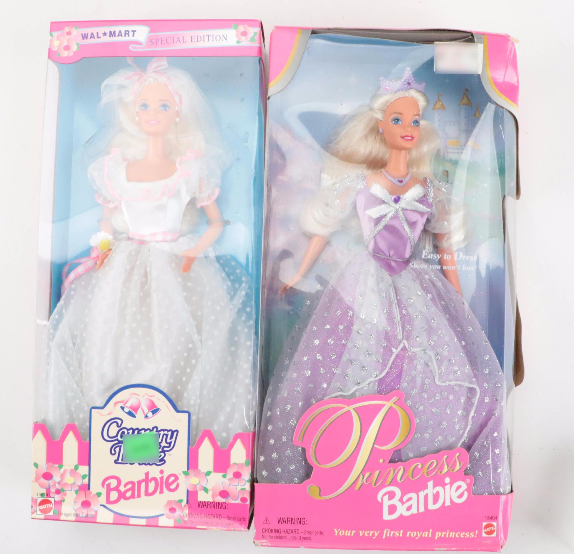 Mattel "Princess Barbie", "Country Bride", and More Barbie Dolls, Late 20th C.