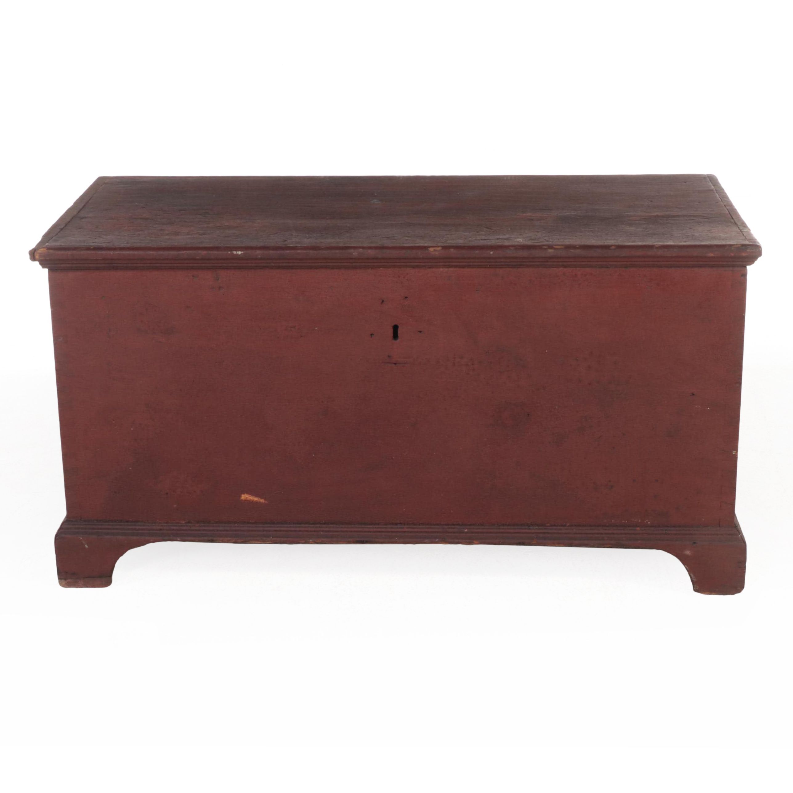 American Red-Painted Pine Blanket Chest, Early to Mid 19th Century
