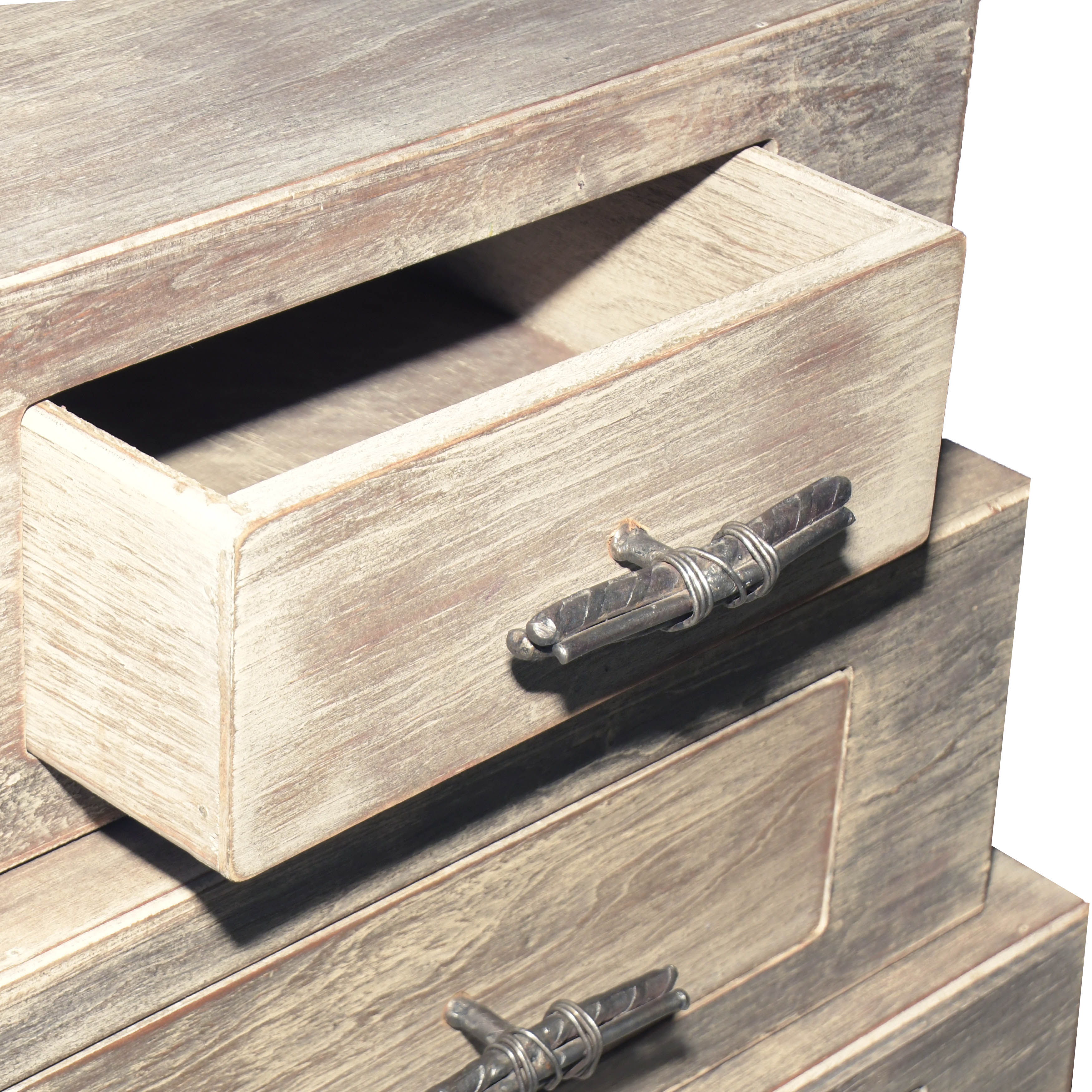 Rustic Graduated Boxes with Metal Twig Handles