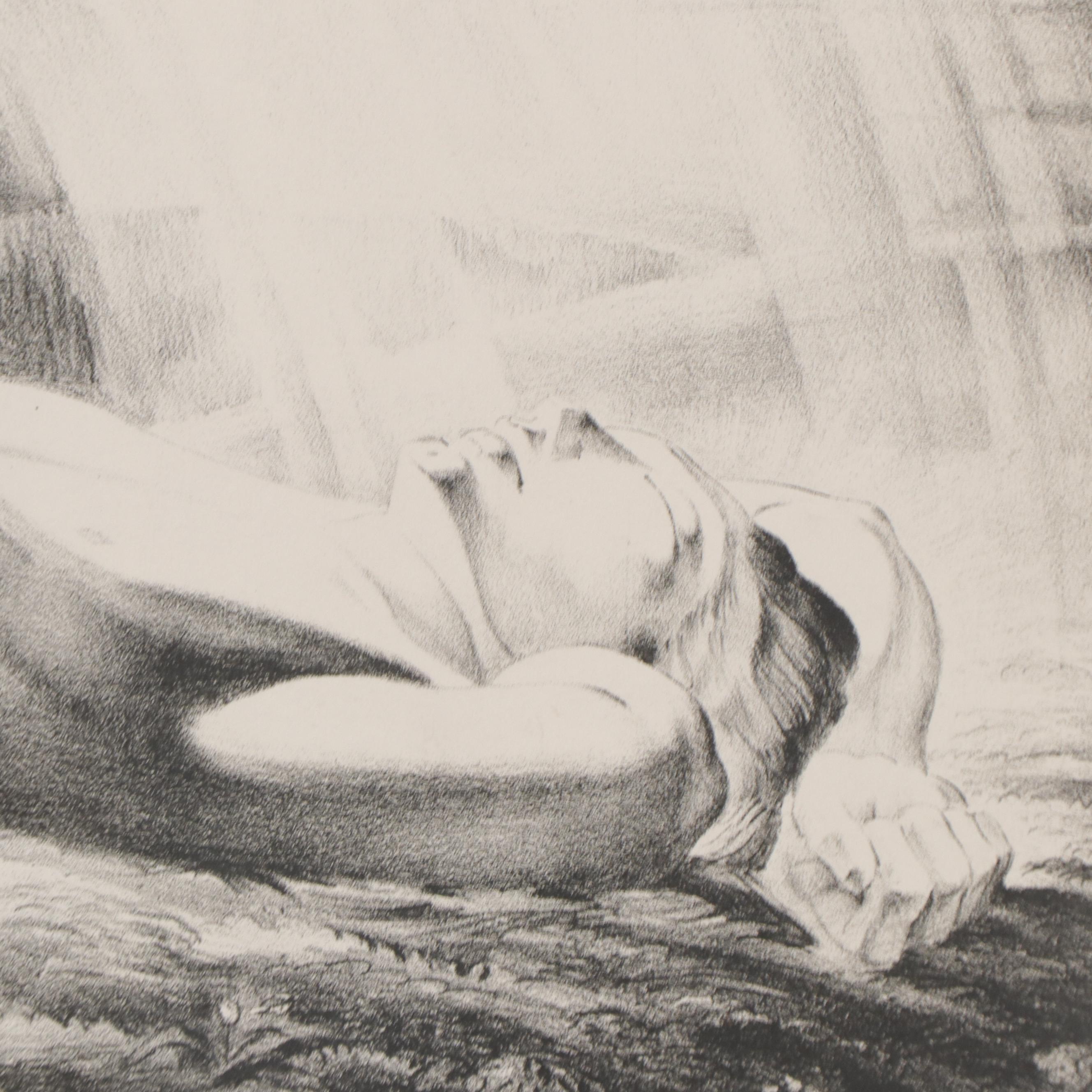 Lynd Ward Art Deco Lithograph of Reclining Male Nude