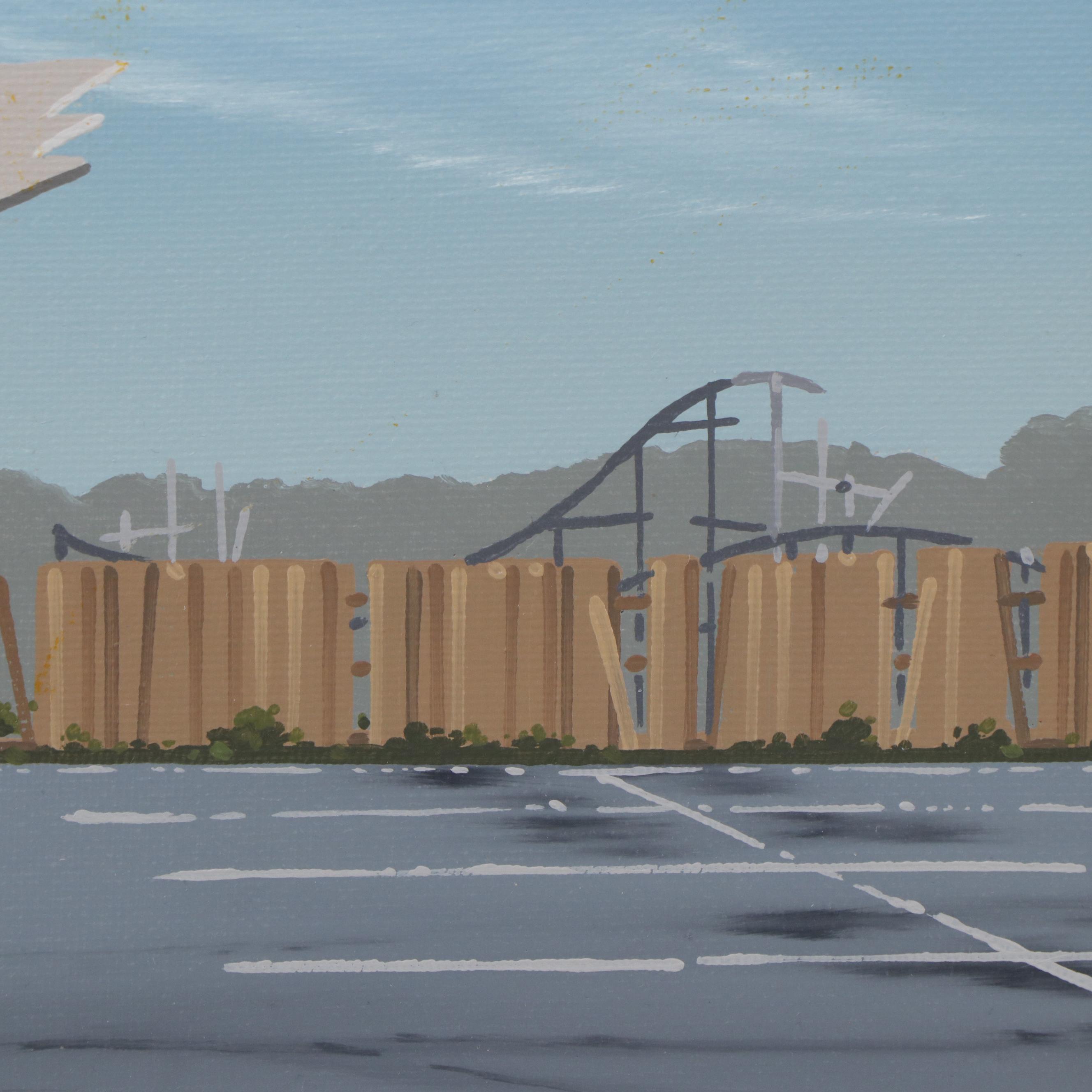 Robert P. Waddington Oil Painting of Parking Lot and Rocket, 2006 EBTH