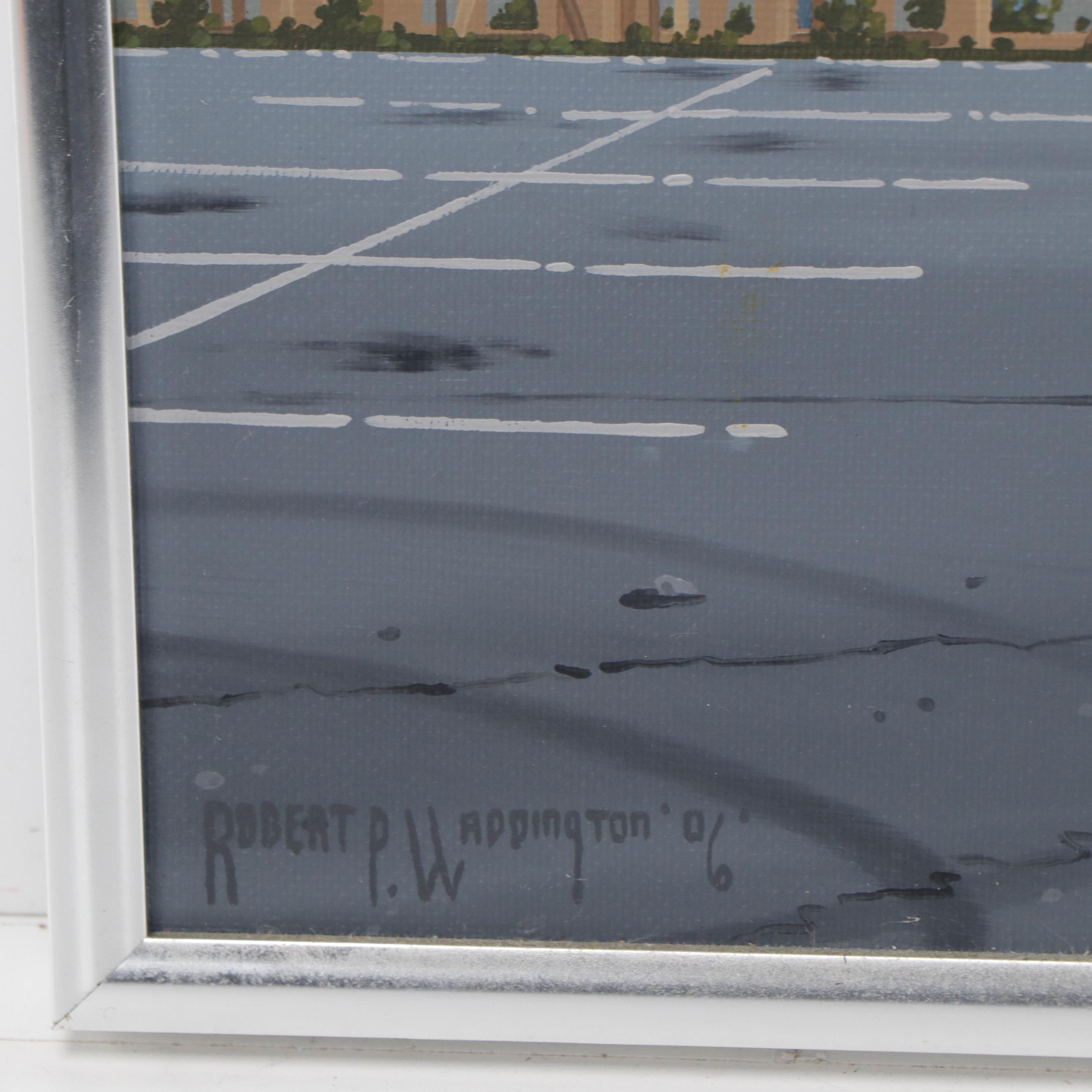 Robert P. Waddington Oil Painting of Parking Lot and Rocket, 2006 EBTH