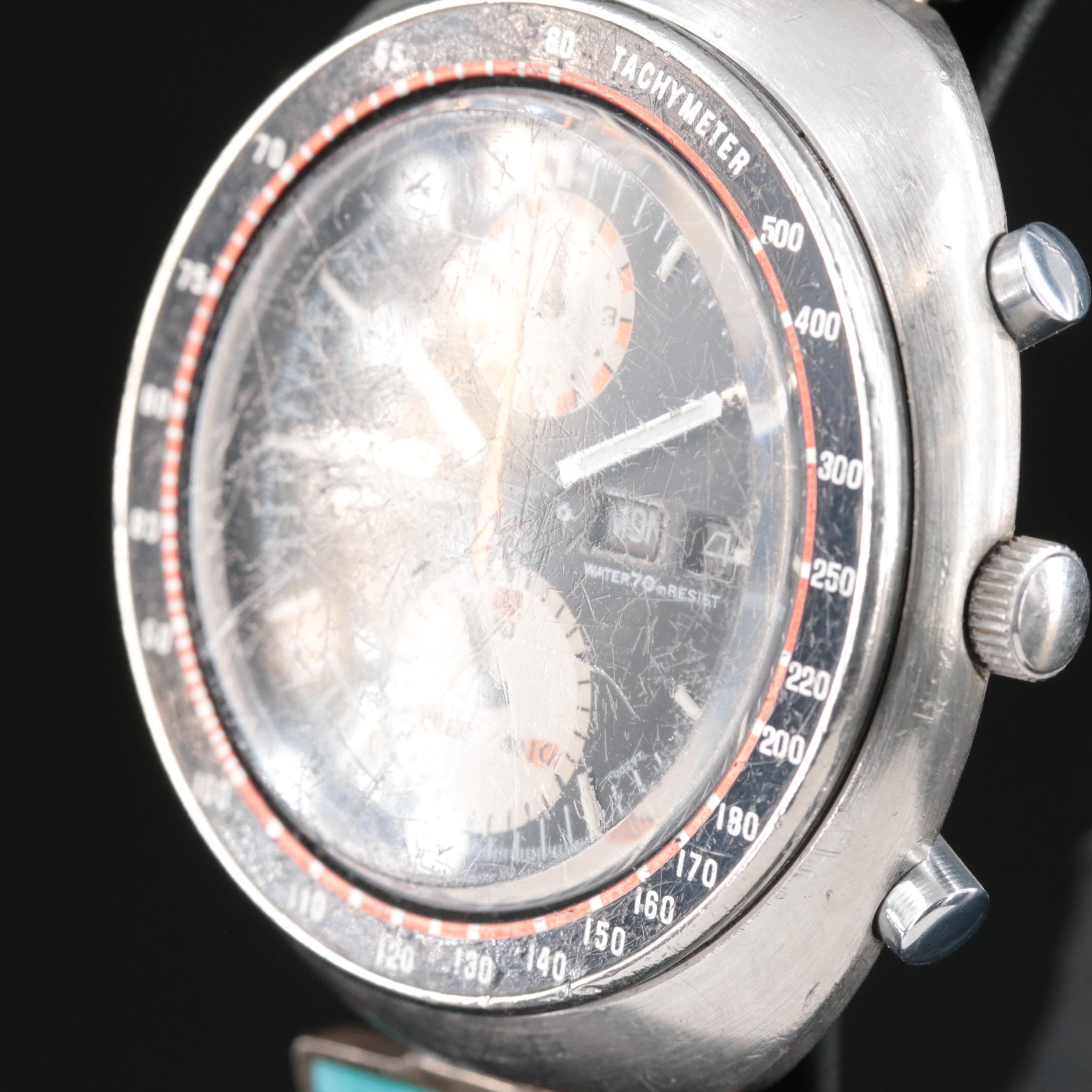 Seiko Automatic Chronograph Day-Date Stainless Steel and Sterling Watch