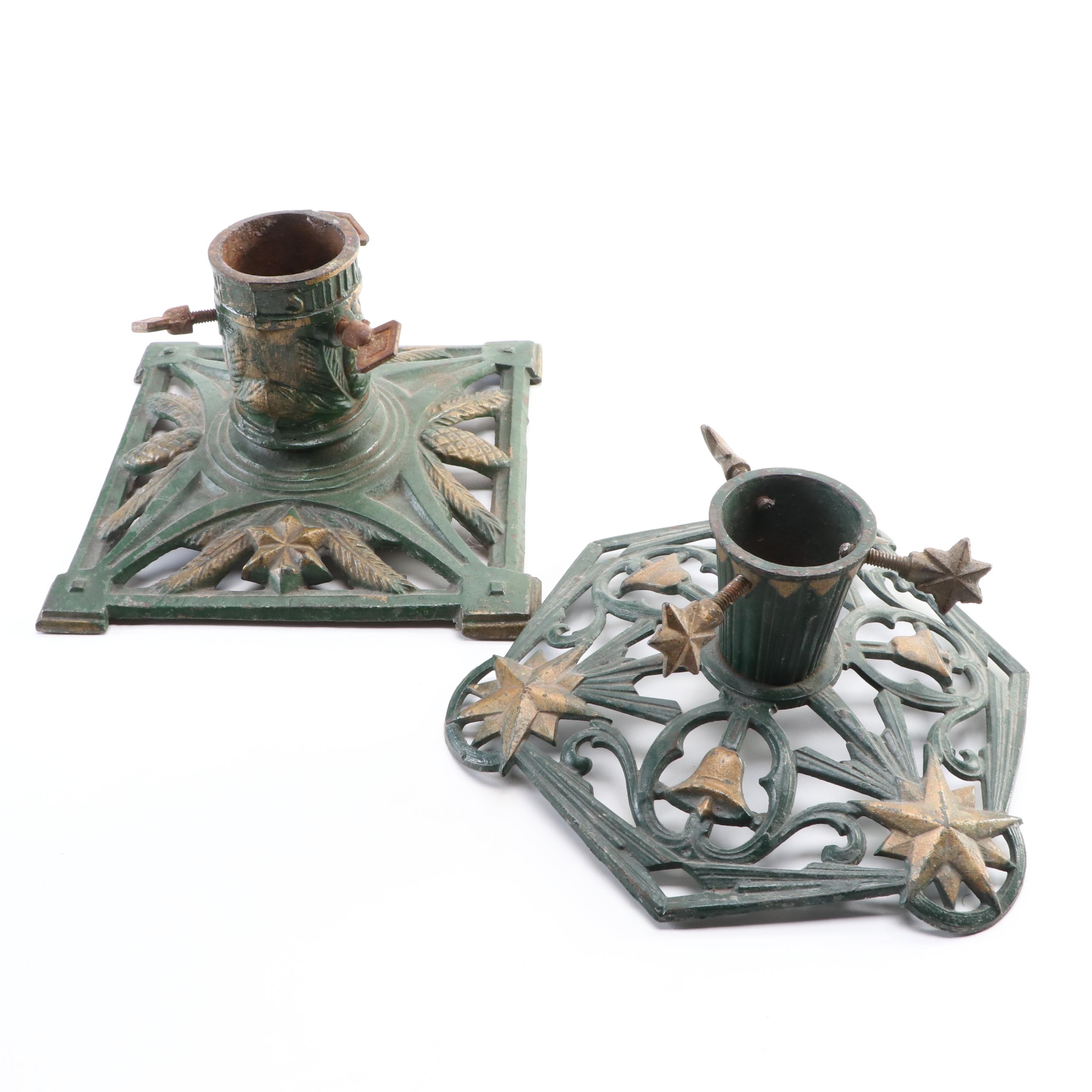 Art Deco Style Painted Cast Iron Christmas Tree Stands, Early to Mid-20th C.