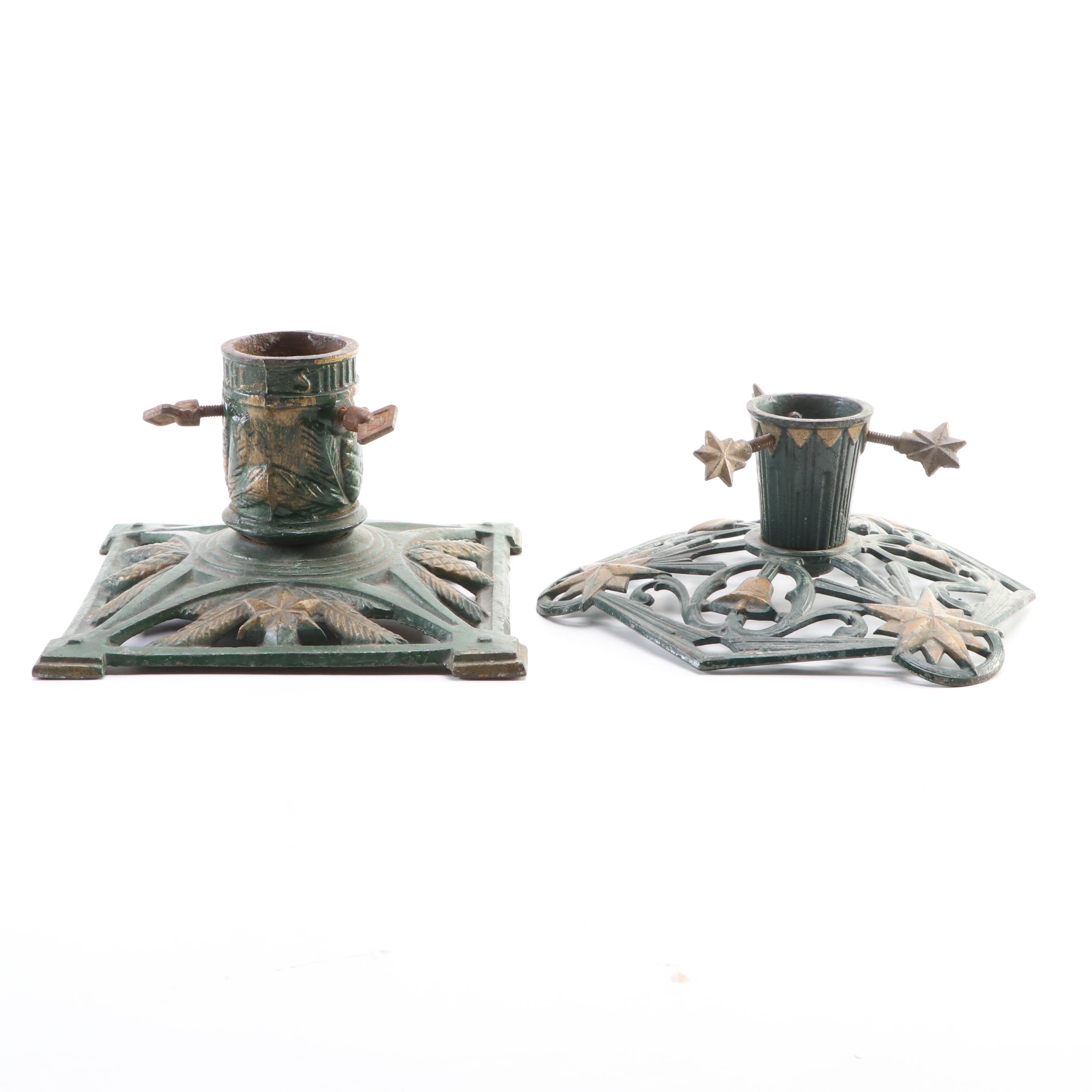 Art Deco Style Painted Cast Iron Christmas Tree Stands, Early to Mid-20th C.