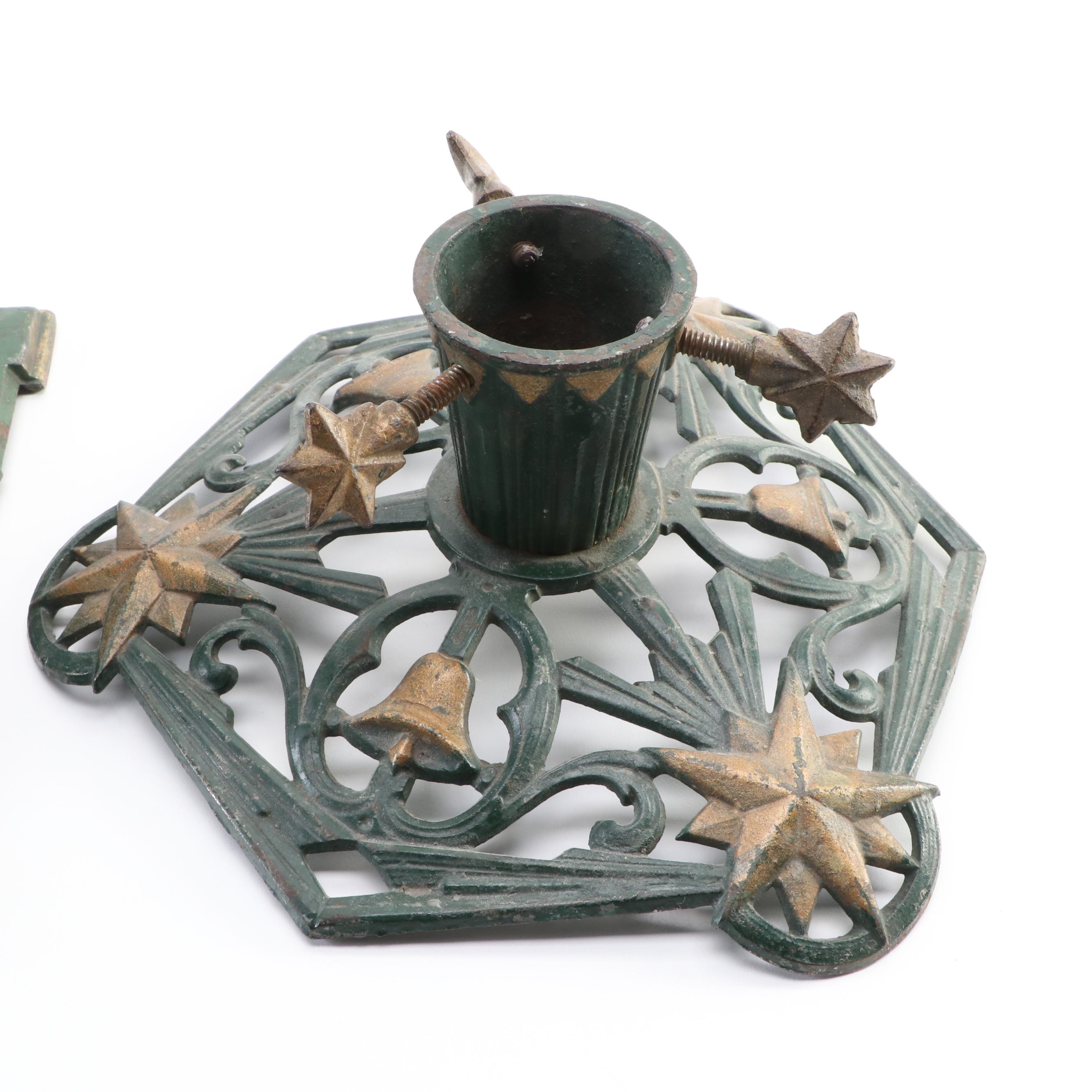 Art Deco Style Painted Cast Iron Christmas Tree Stands, Early to Mid-20th C.