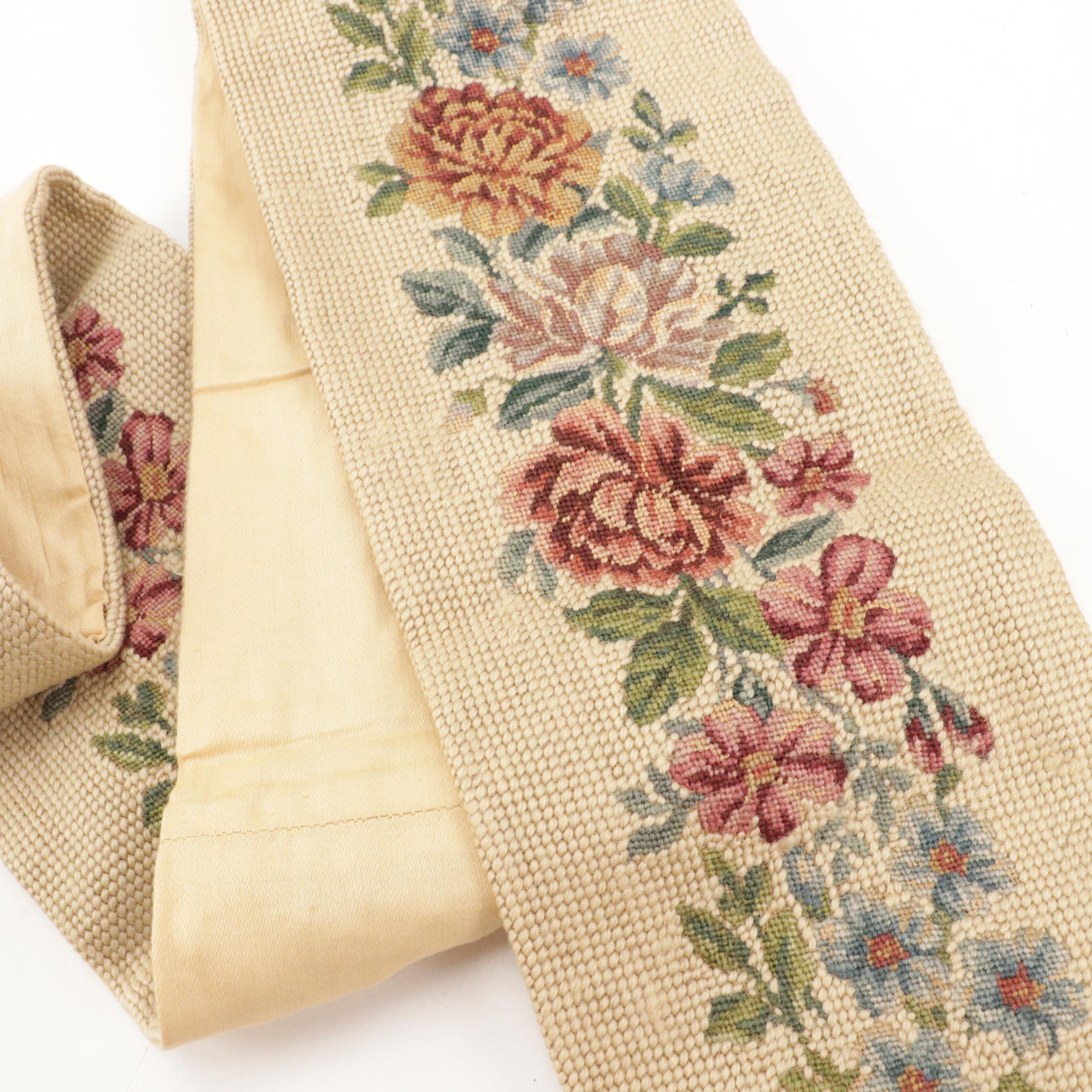 Victorian Style Pull Needlepoint Bell Pull, 20th Century