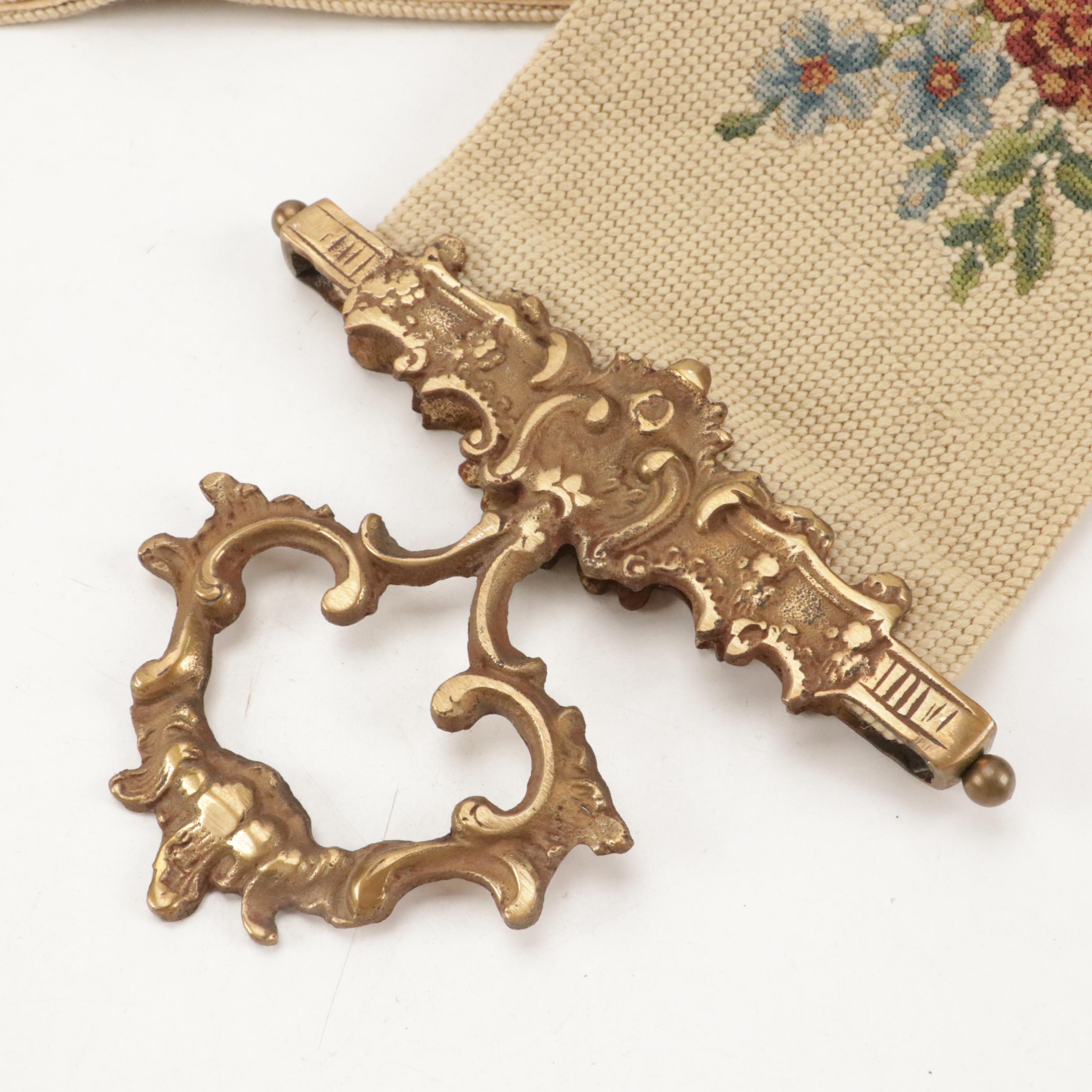 Victorian Style Pull Needlepoint Bell Pull, 20th Century