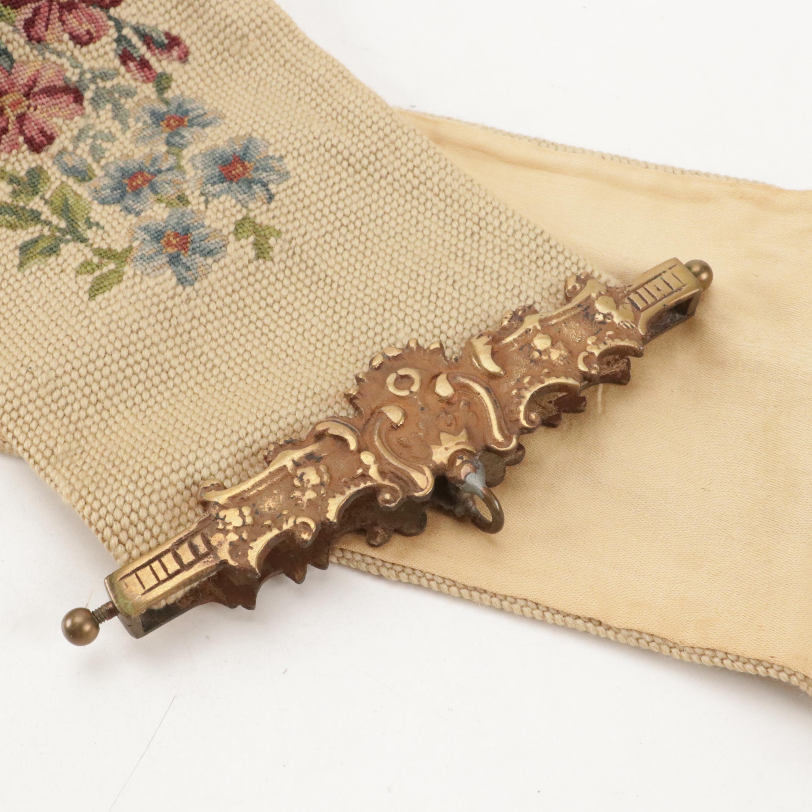 Victorian Style Pull Needlepoint Bell Pull, 20th Century