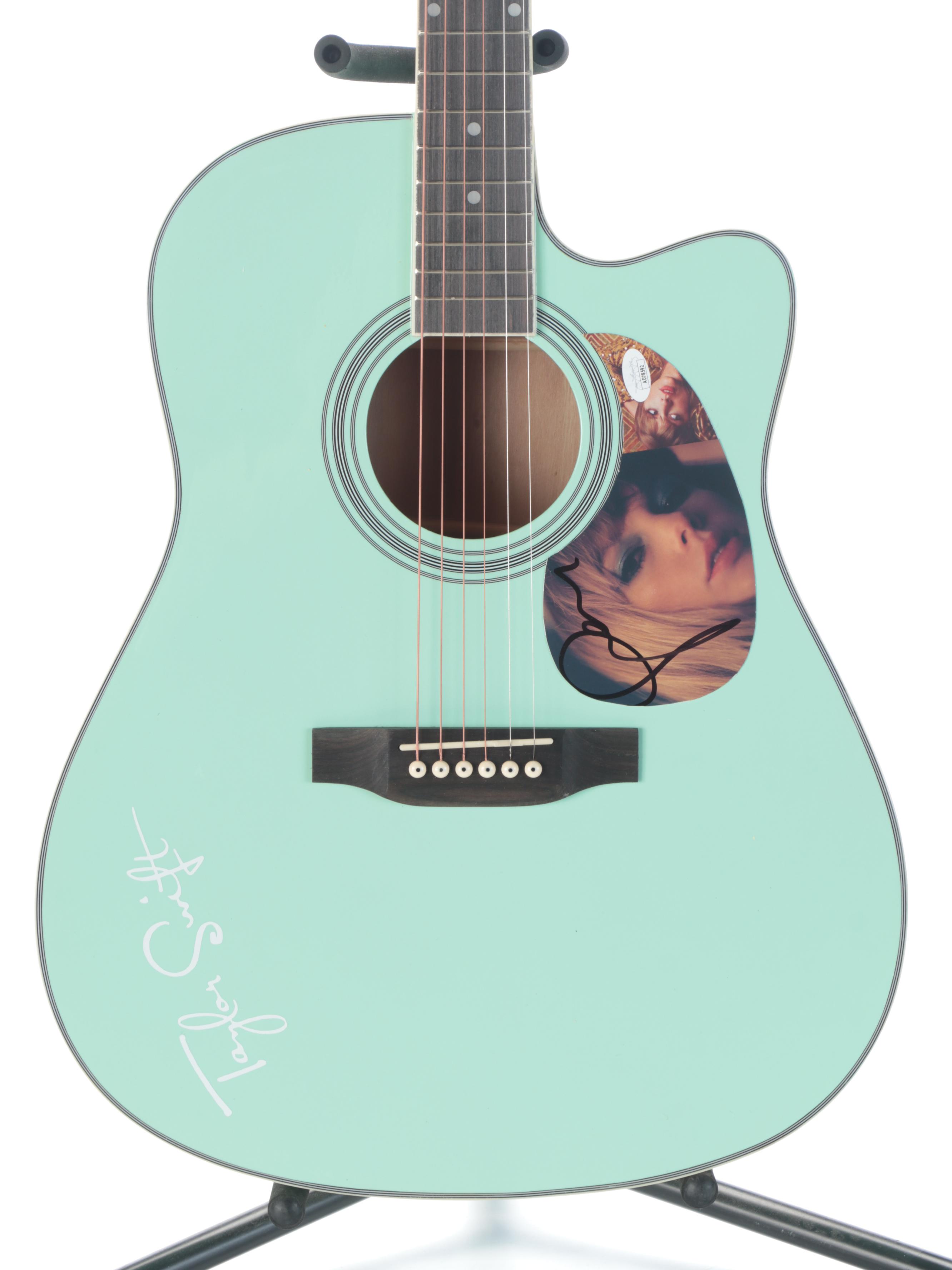 Taylor Swift Decal-Signed Acoustic Guitar with Gig Bag, Capo, and More