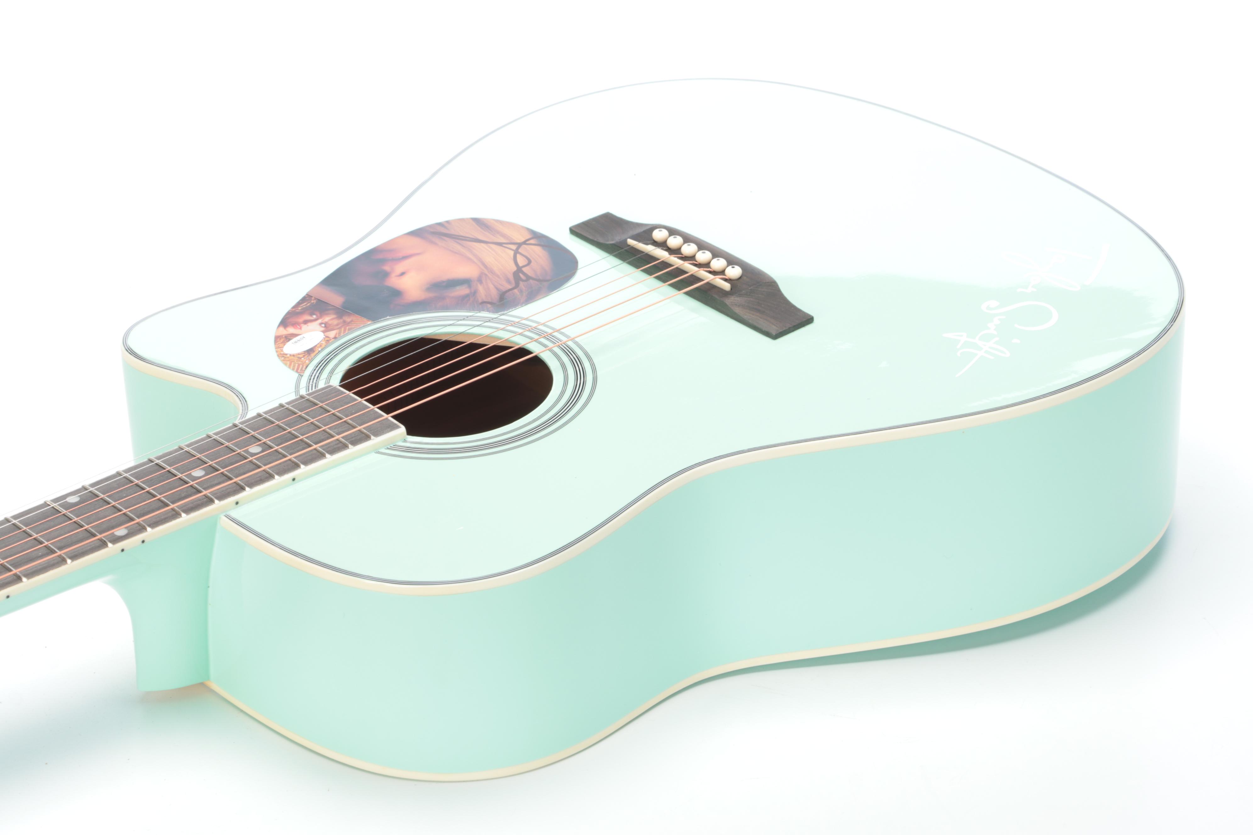 Taylor Swift Decal-Signed Acoustic Guitar with Gig Bag, Capo, and More