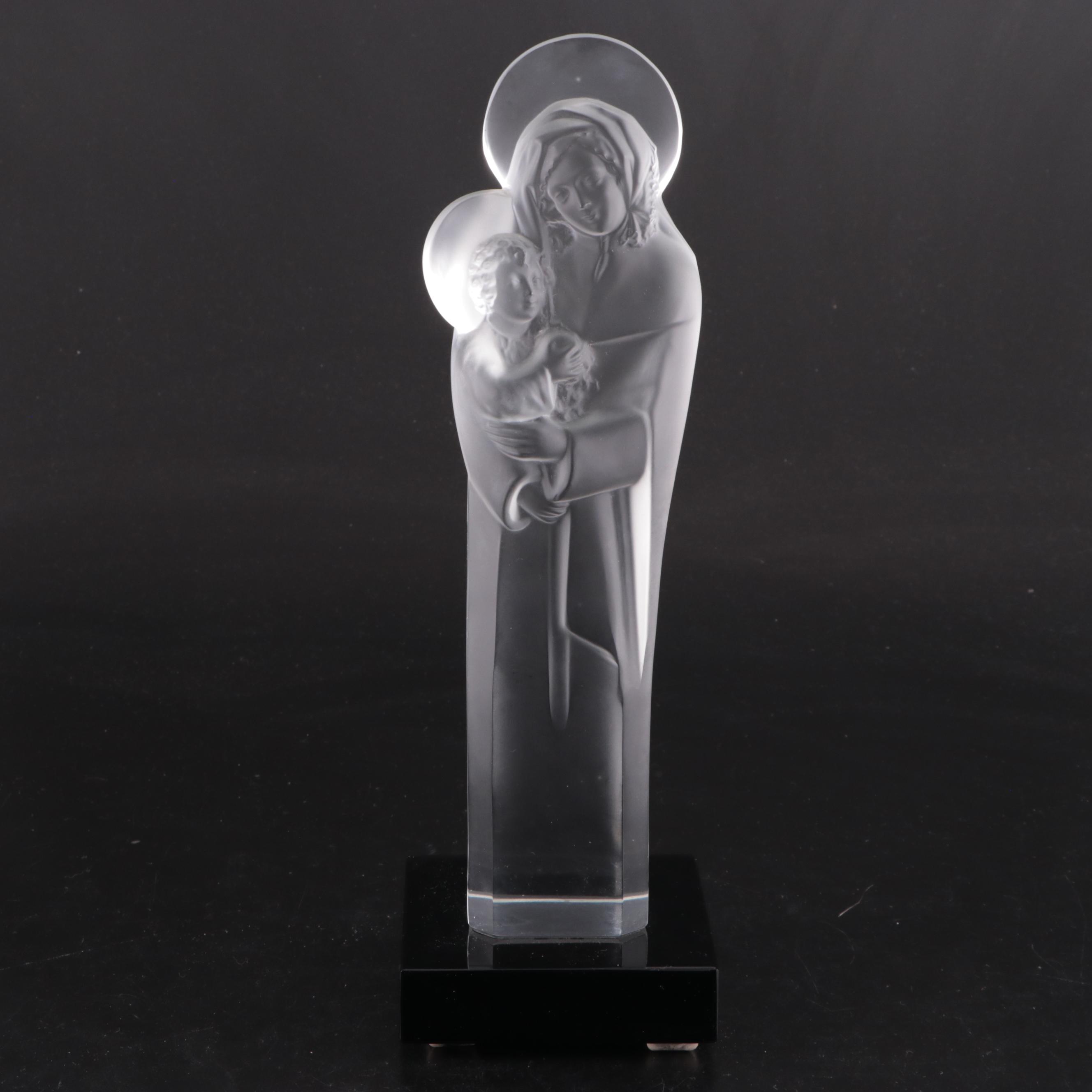 Lalique "Madonna and Child" Frosted Crystal Figure, Mid to Late 20th Century