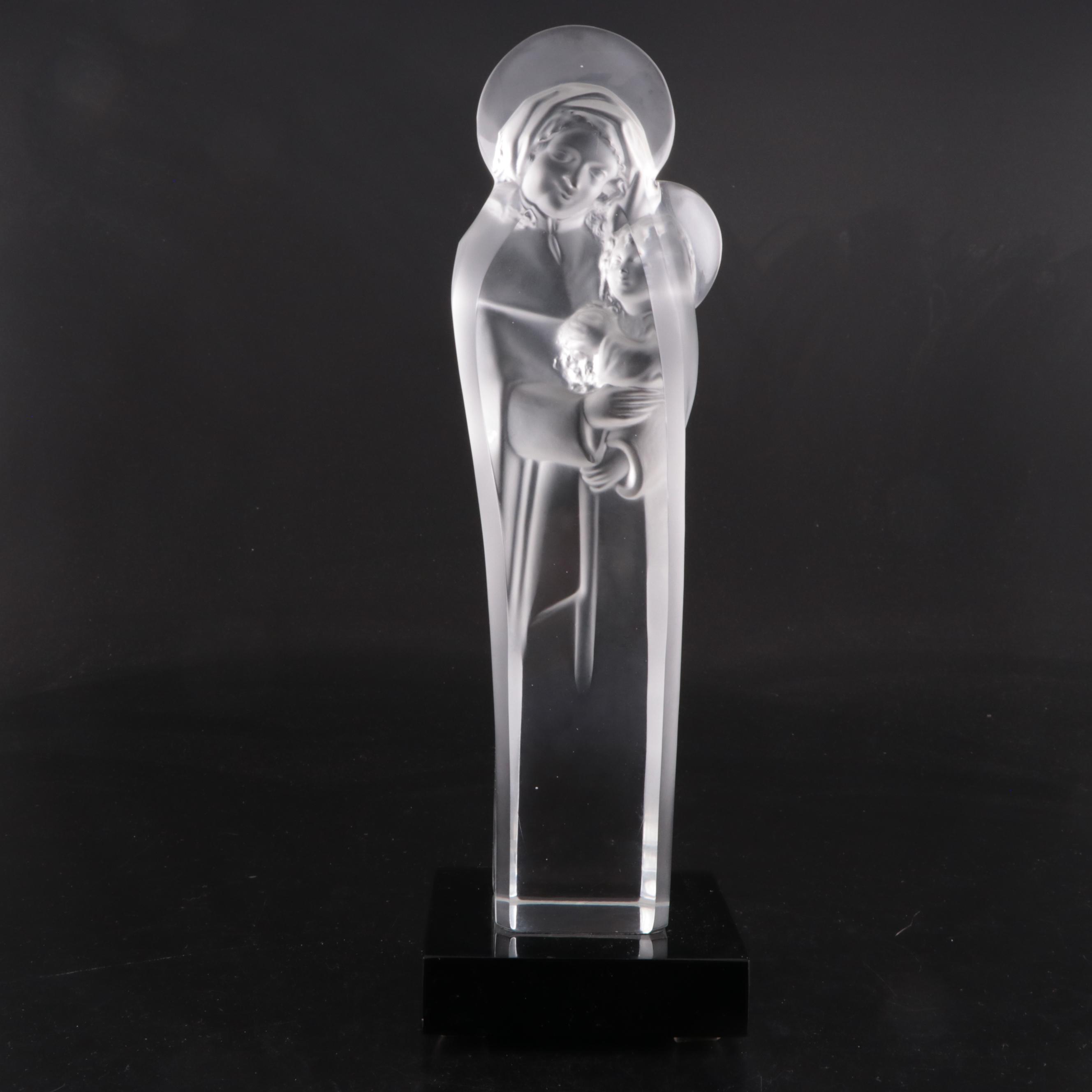 Lalique "Madonna and Child" Frosted Crystal Figure, Mid to Late 20th Century